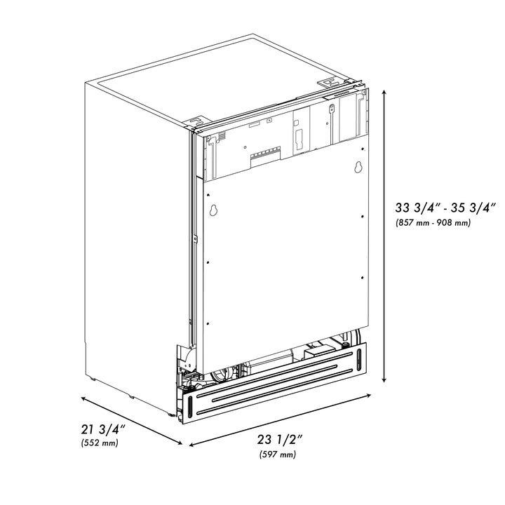 ZLINE 24-Inch Top Control Tall Tub Dishwasher, Custom Panel Ready, Matte Black Handle (DWVZ-24-MB)