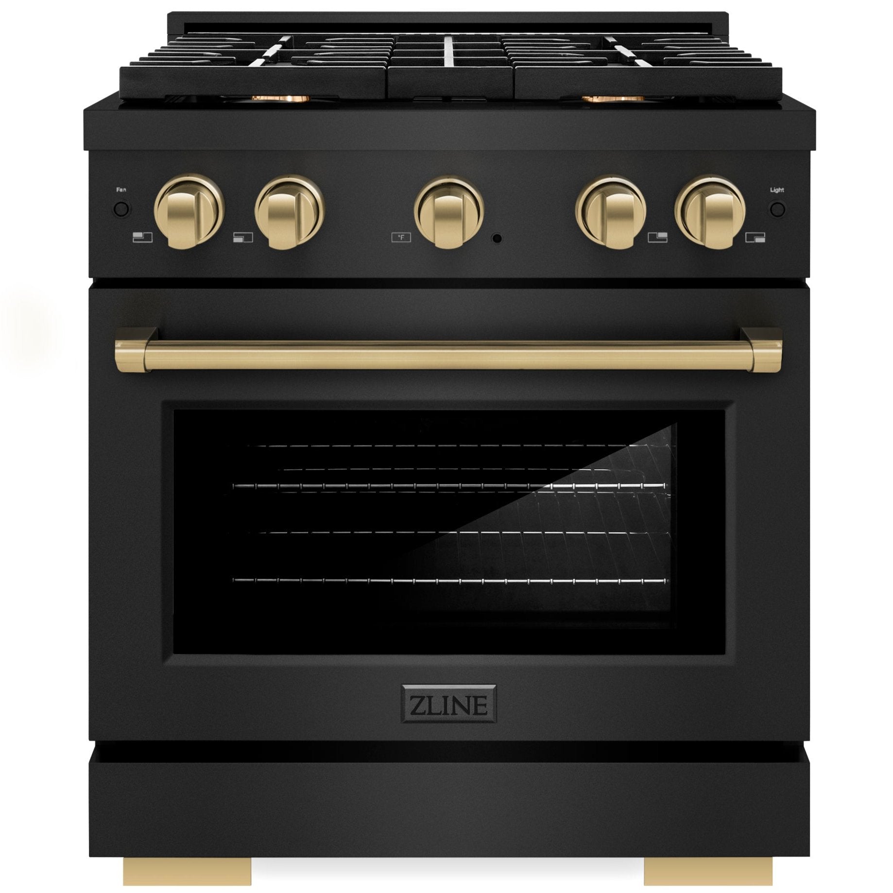 ZLINE Autograph Edition 30 in. 4.2 cu. ft. Paramount Gas Range with Convection Gas Oven, Black Stainless Steel with Champagne Bronze Accents (SGRBZ-30-CB)