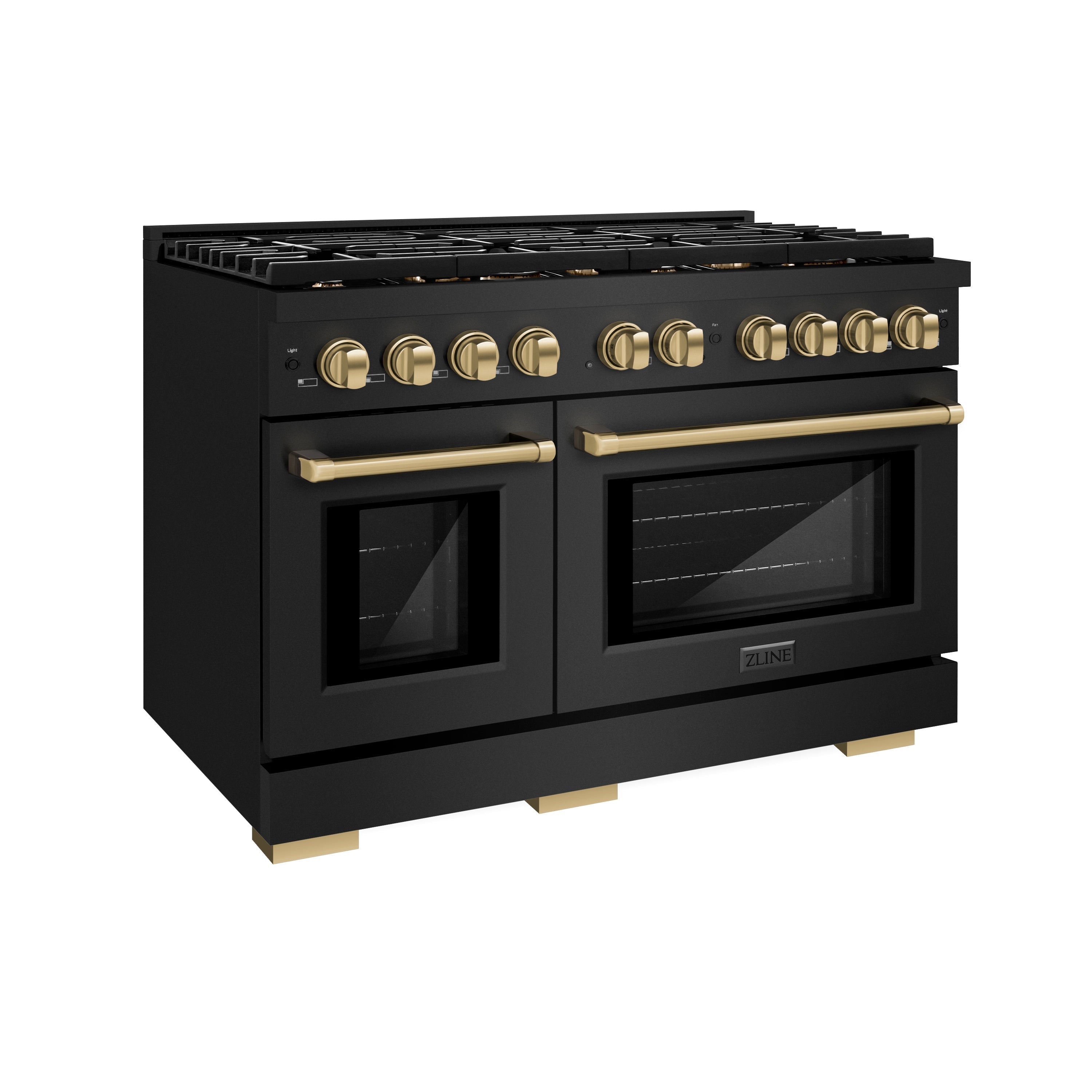 ZLINE Autograph Edition 48 in. Gas Range with Double Oven, 6.7 cu. ft., Black Stainless Steel with Bronze Accents (Model SGRBZ-48-CB)
