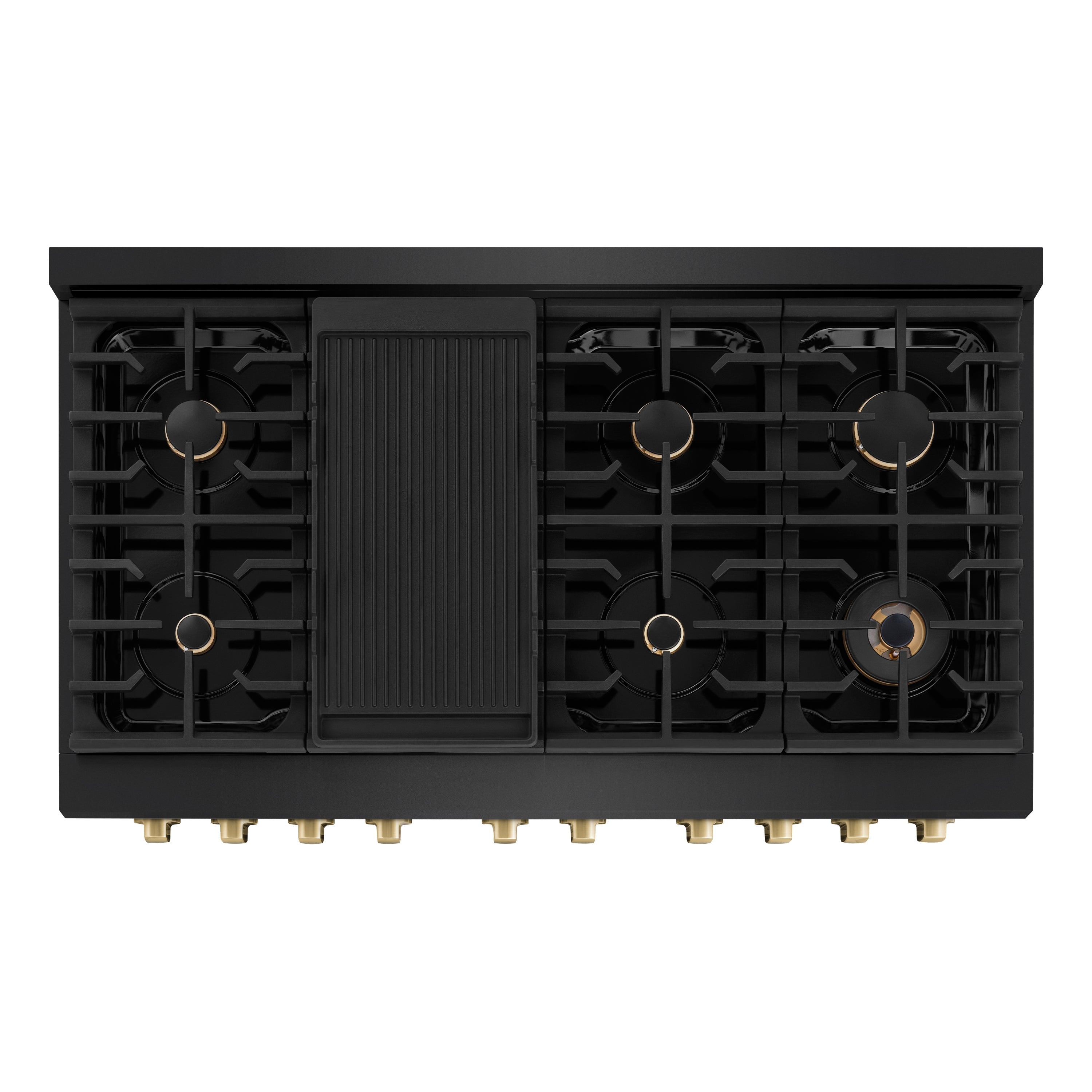 ZLINE Autograph Edition 48 in. Gas Range with Double Oven, 6.7 cu. ft., Black Stainless Steel with Bronze Accents (Model SGRBZ-48-CB)
