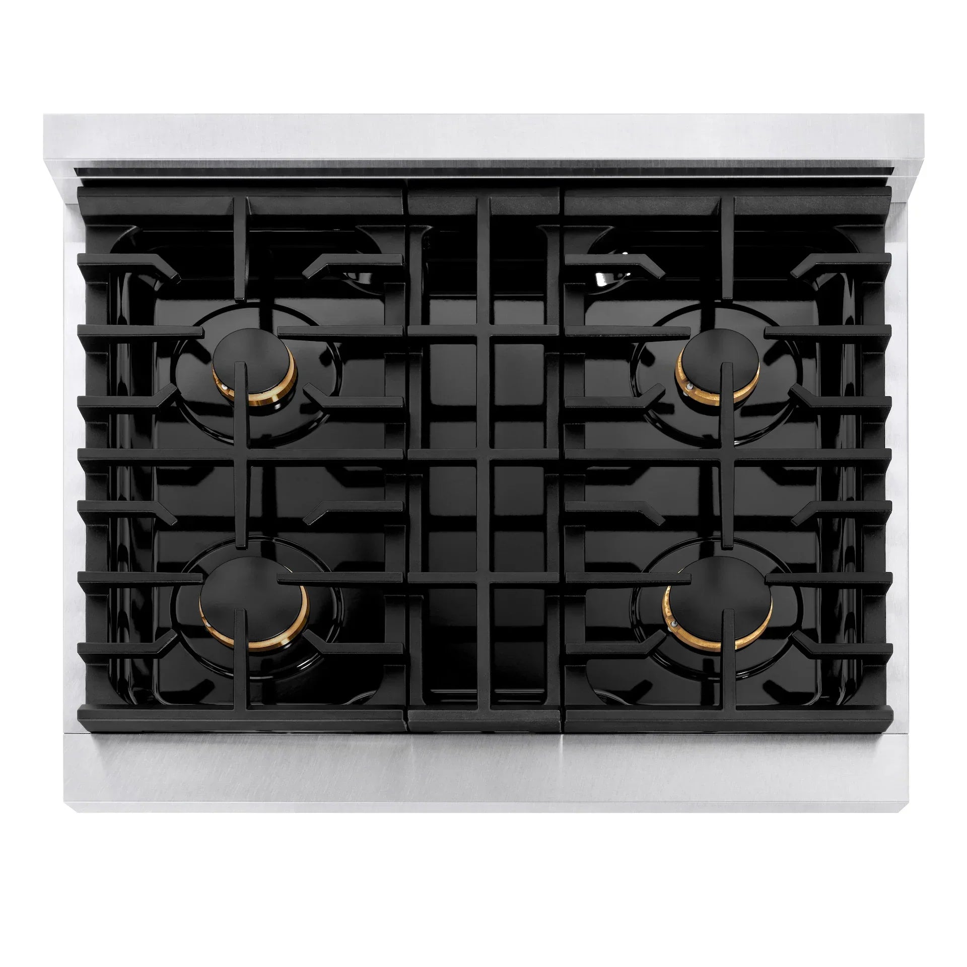 ZLINE Autograph 30 in. Paramount Dual Fuel Range with 4 Burner Gas Cooktop and Electric Convection Oven in Satin Stainless Steel with Polished Gold Accents, 4.2 cu. ft., SDRSZ-30-G