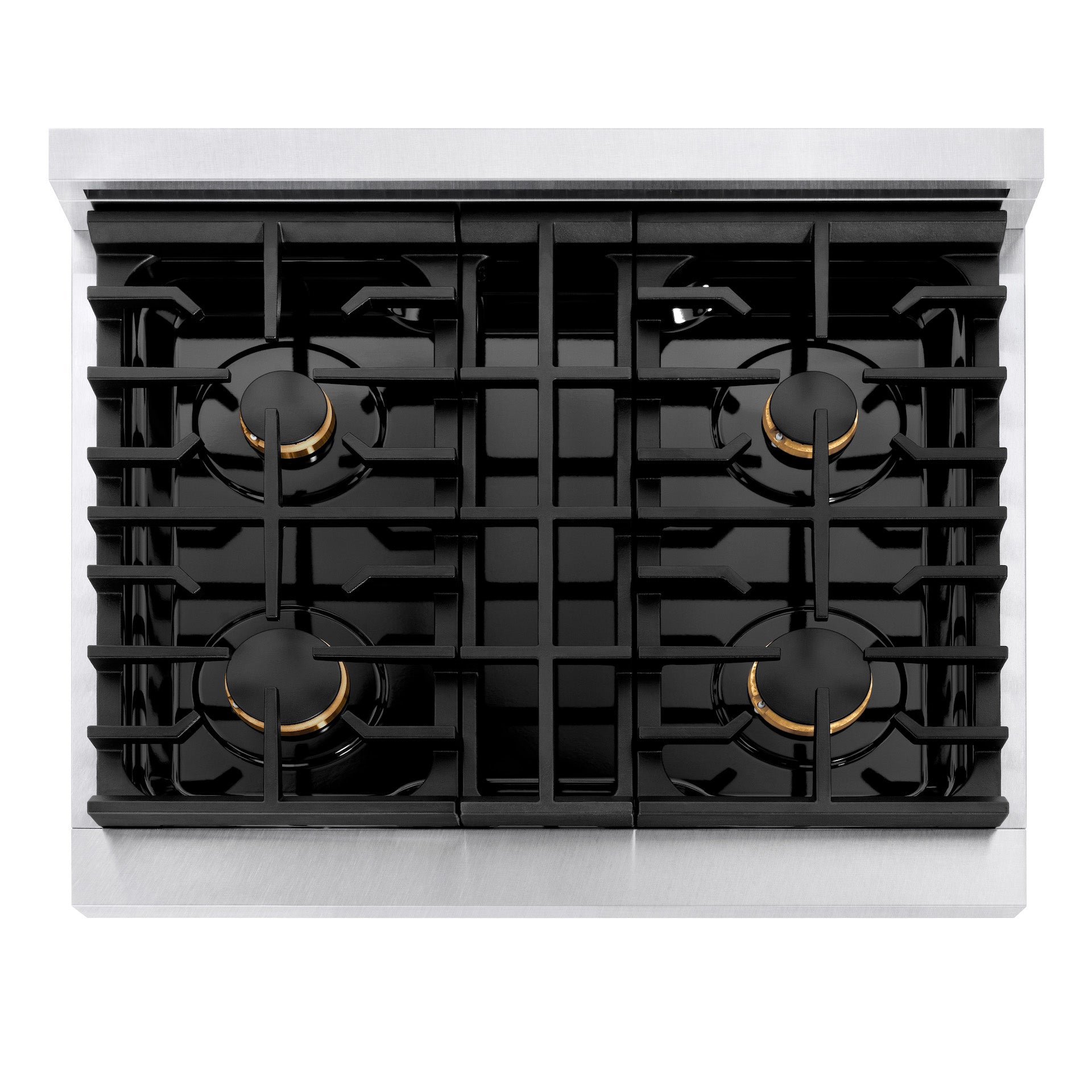 ZLINE Autograph Edition 30 in. Paramount Dual Fuel Range, 4.2 cu. ft. Electric Convection Oven, 4 Gas Burners, Satin Stainless Steel with Matte Black Accents (SDRSZ-30-MB)