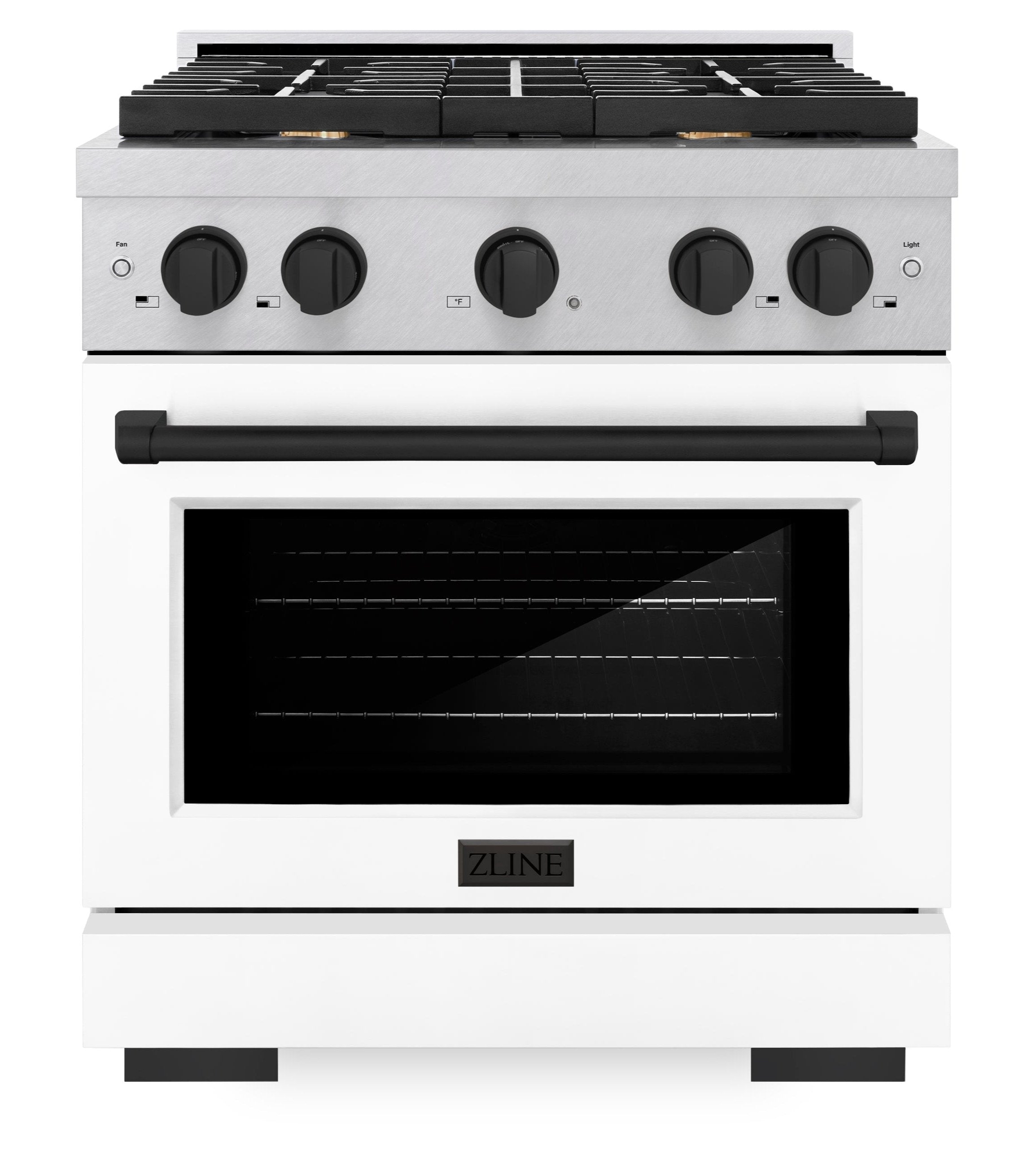 ZLINE Autograph Edition 36 in. 5.2 cu. ft. Paramount Dual Fuel Range with 6 Gas Burners and Electric Convection Oven, Satin Stainless Steel with White Matte Door and Champagne Bronze Accents (SDRSZ-WM-36-CB)