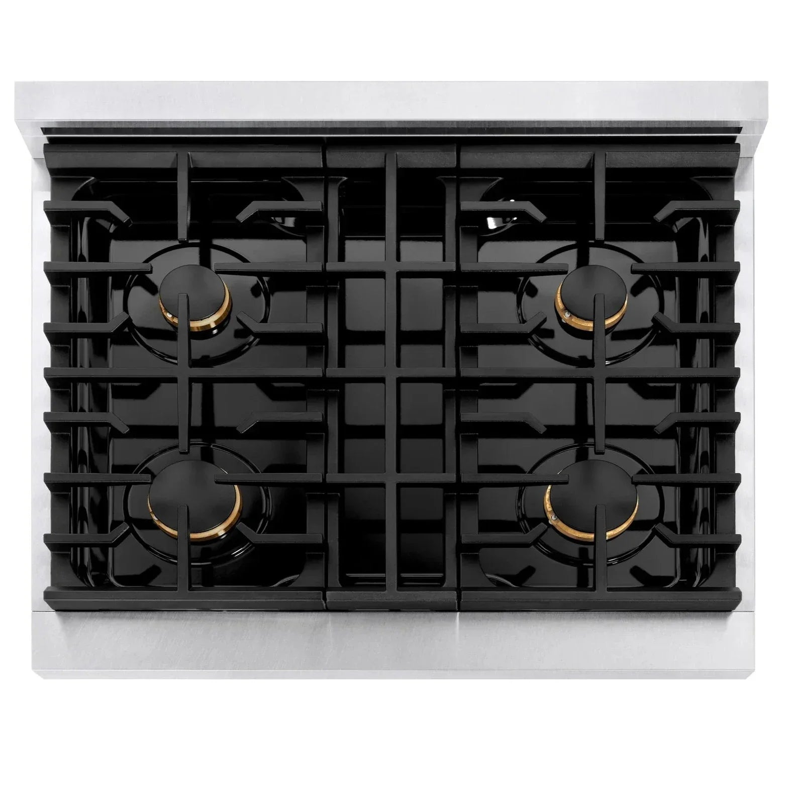 ZLINE Autograph Edition 30 in. Paramount Gas Range 4.2 cu. ft. with 4 Burner Gas Cooktop and Convection Gas Oven in Satin Stainless Steel with White Matte Door and Polished Gold Accents (SGRSZ-WM-30-G)