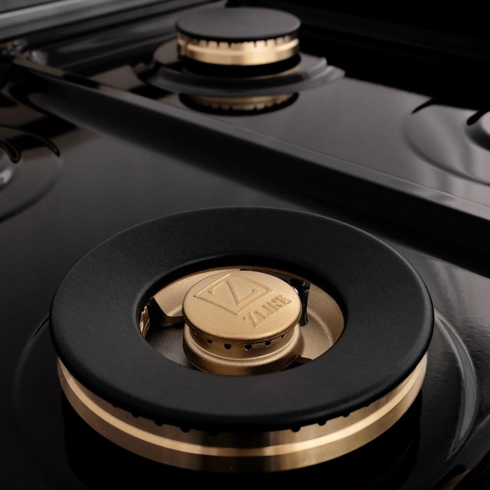 ZLINE Autograph Edition 48 in. Dual Fuel Range with Black Matte Door and Gold Accents, 6.0 cu. ft. (RAZ-BLM-48-G)