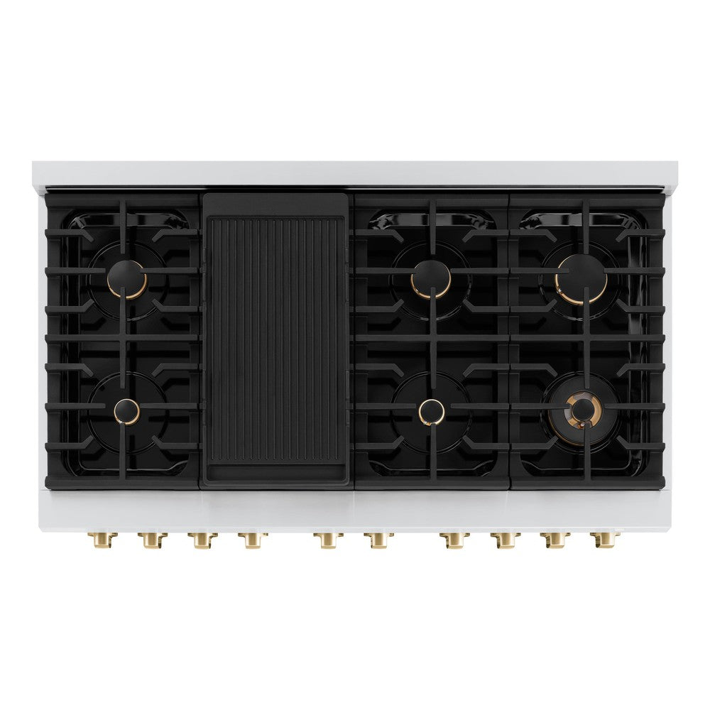 ZLINE Autograph Edition 48 in. Paramount Double Oven Dual Fuel Range 6.7 cu. ft. with 8 Gas Burners, Black Matte Doors and Polished Gold Accents (SDRZ-BLM-48-G)