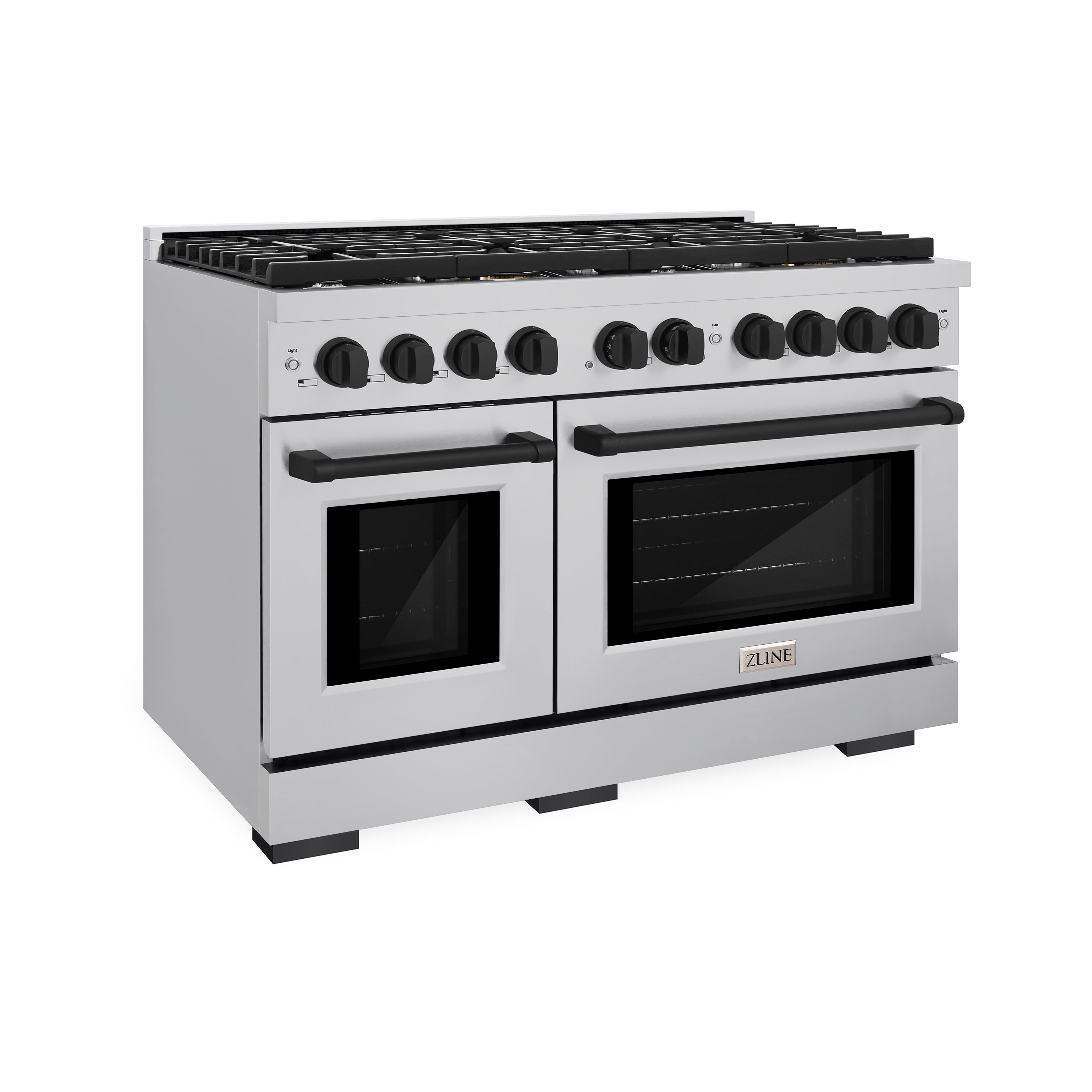 ZLINE Autograph Edition 48 in. Paramount Dual Fuel Range with Double Electric Convection Ovens, 8 Burner Gas Cooktop, Stainless Steel with Matte Black Accents (SDRZ-48-MB)