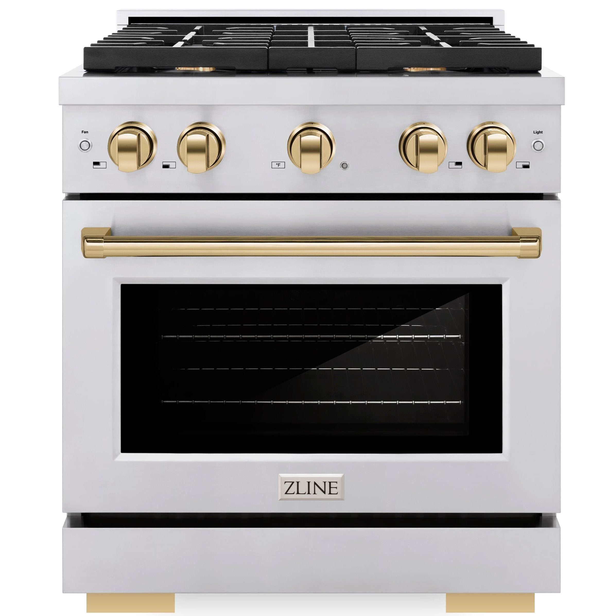 ZLINE Autograph Edition 30 in. 4.2 cu. ft. Paramount Gas Range with 4-Burner Cooktop and Convection Gas Oven in Stainless Steel with Gold Accents (SGRZ-30-G)