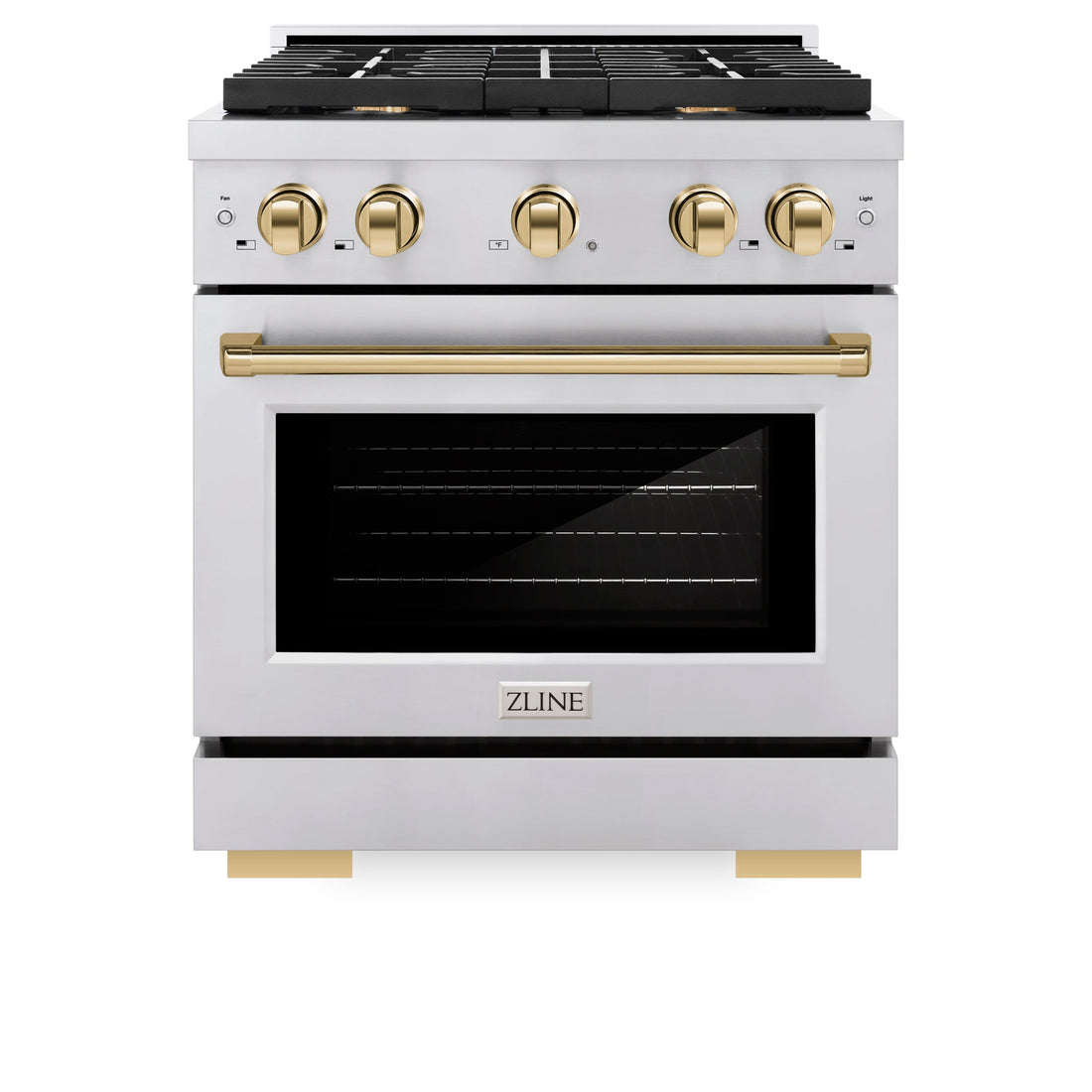 ZLINE Autograph Edition 30 in. 4.2 cu. ft. Paramount Gas Range with 4-Burner Cooktop and Convection Gas Oven in Stainless Steel with Gold Accents (SGRZ-30-G)