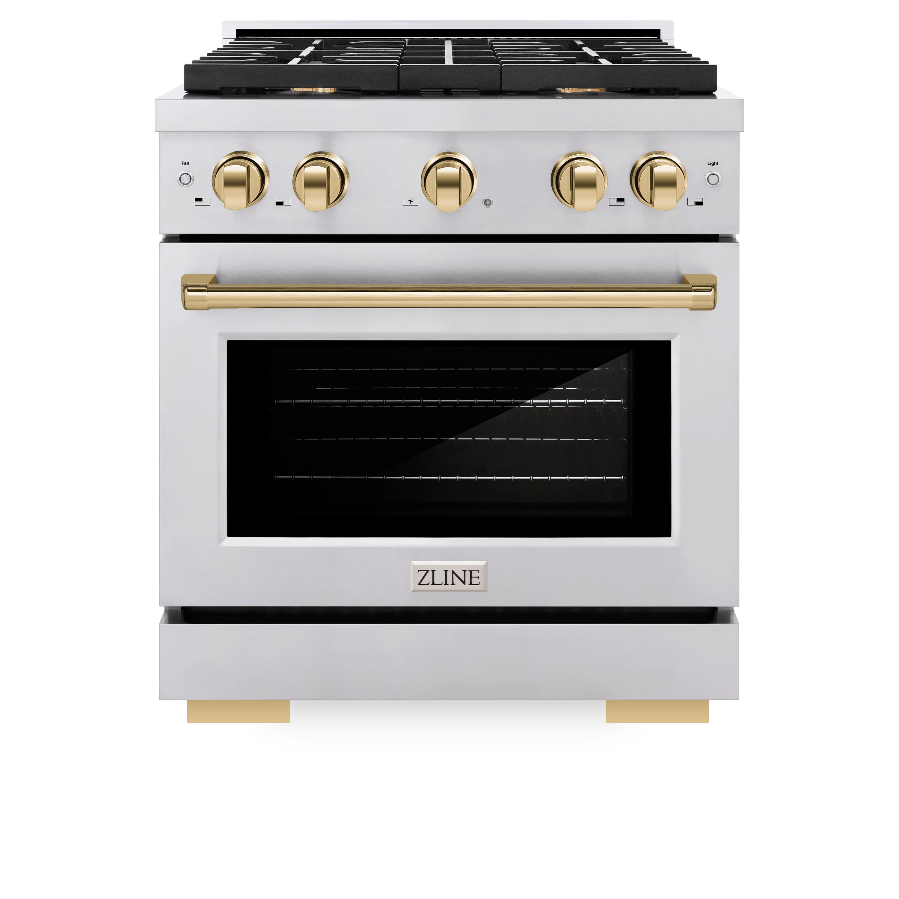 ZLINE Autograph Edition 30 in. 4.2 cu. ft. Paramount Gas Range with 4-Burner Cooktop and Convection Gas Oven in Stainless Steel with Gold Accents (SGRZ-30-G)