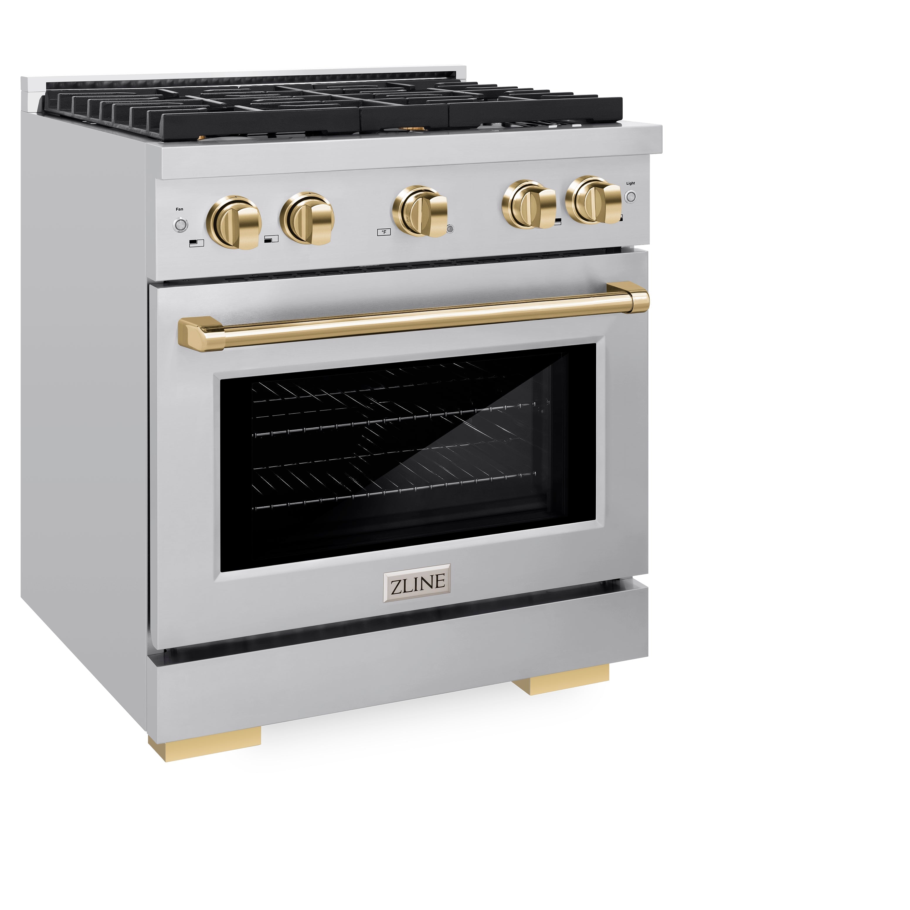 ZLINE Autograph Edition 30 in. 4.2 cu. ft. Paramount Gas Range with 4-Burner Cooktop and Convection Gas Oven in Stainless Steel with Gold Accents (SGRZ-30-G)