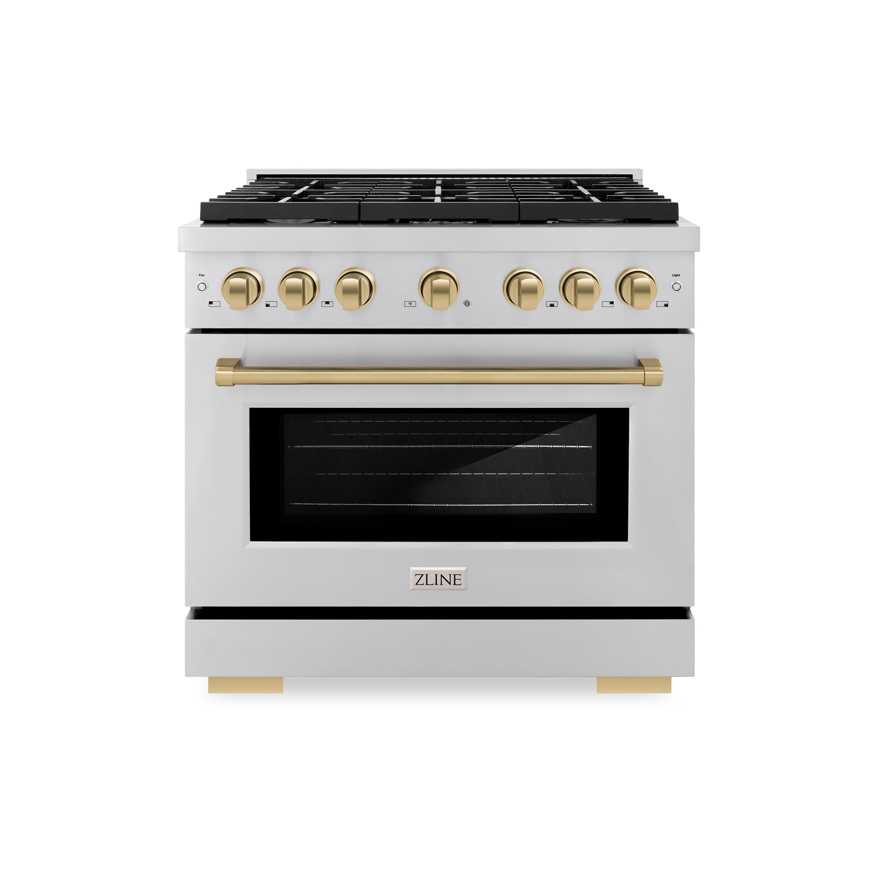 ZLINE Autograph Edition 36 in. 5.2 cu. ft. Paramount Gas Range with Convection Gas Oven, Stainless Steel with Bronze Accents (SGRZ-36-CB)