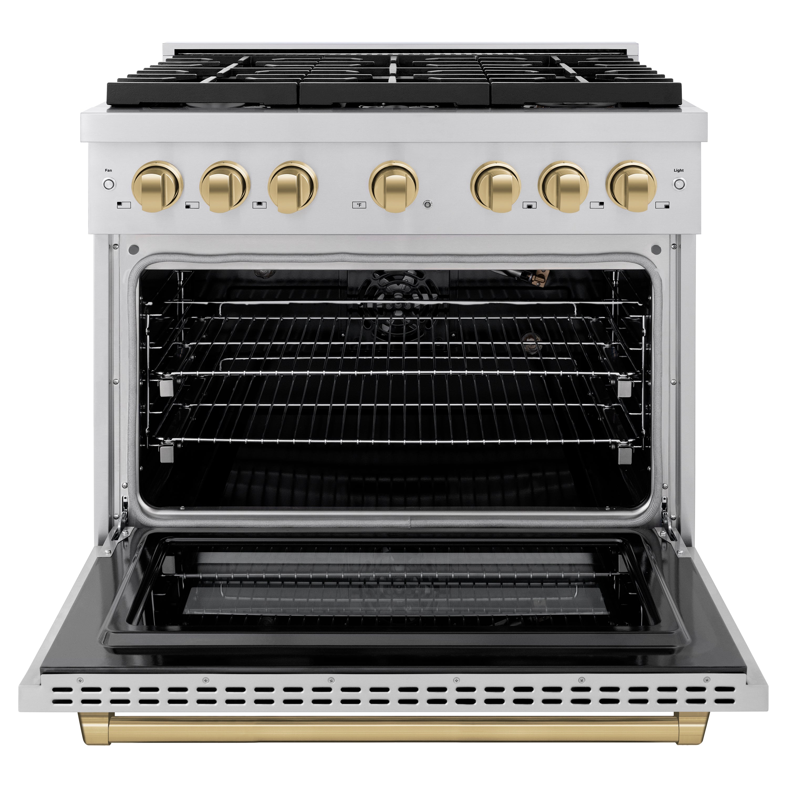 ZLINE Autograph Edition 36 in. 5.2 cu. ft. Paramount Gas Range with Convection Gas Oven, Stainless Steel with Bronze Accents (SGRZ-36-CB)