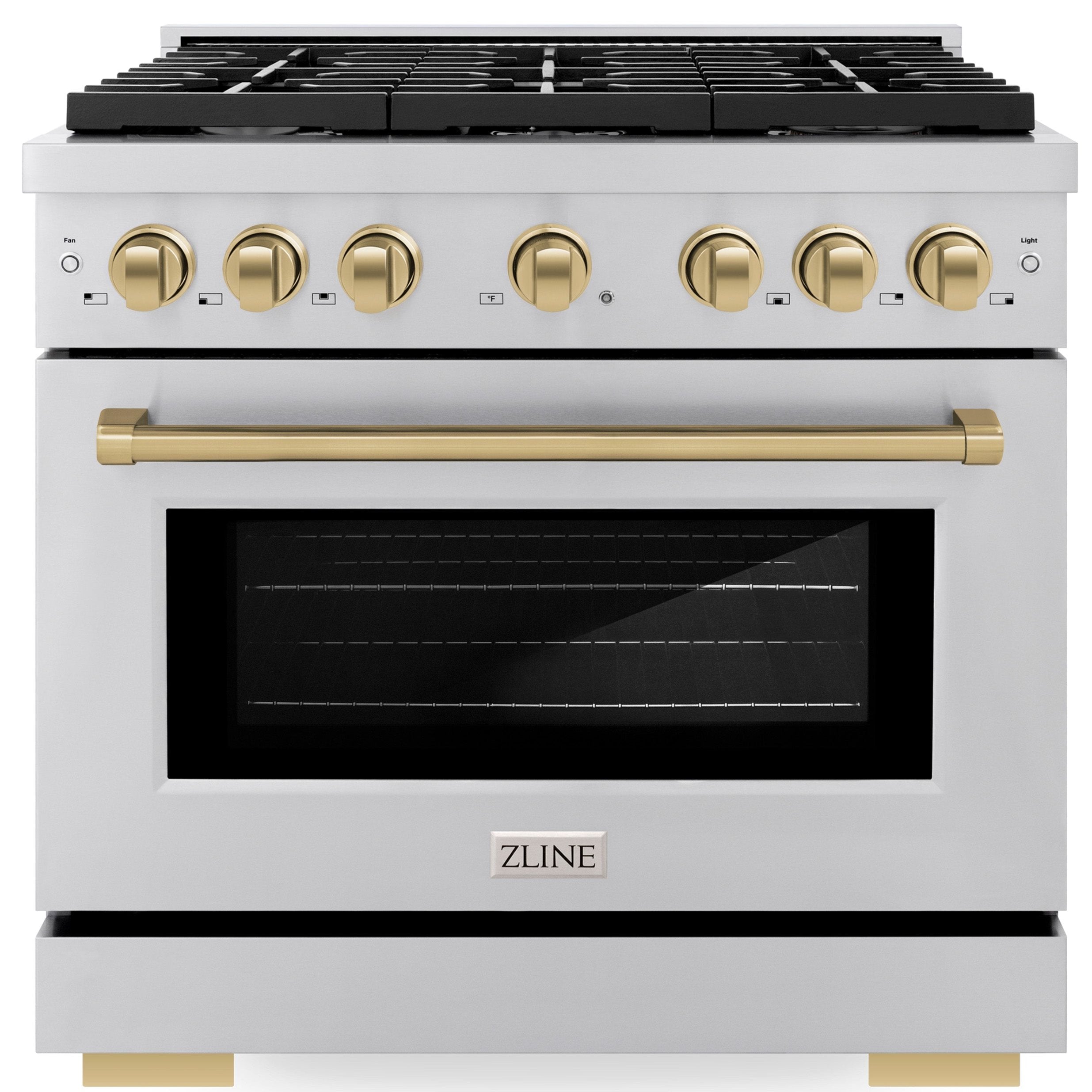 ZLINE Autograph Edition 36 in. 5.2 cu. ft. Paramount Gas Range with Convection Gas Oven, Stainless Steel with Bronze Accents (SGRZ-36-CB)
