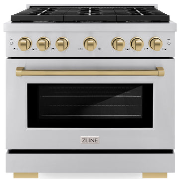 ZLINE Autograph Edition 36 in. 5.2 cu. ft. Paramount Gas Range with Convection Gas Oven, Stainless Steel with Bronze Accents (SGRZ-36-CB)