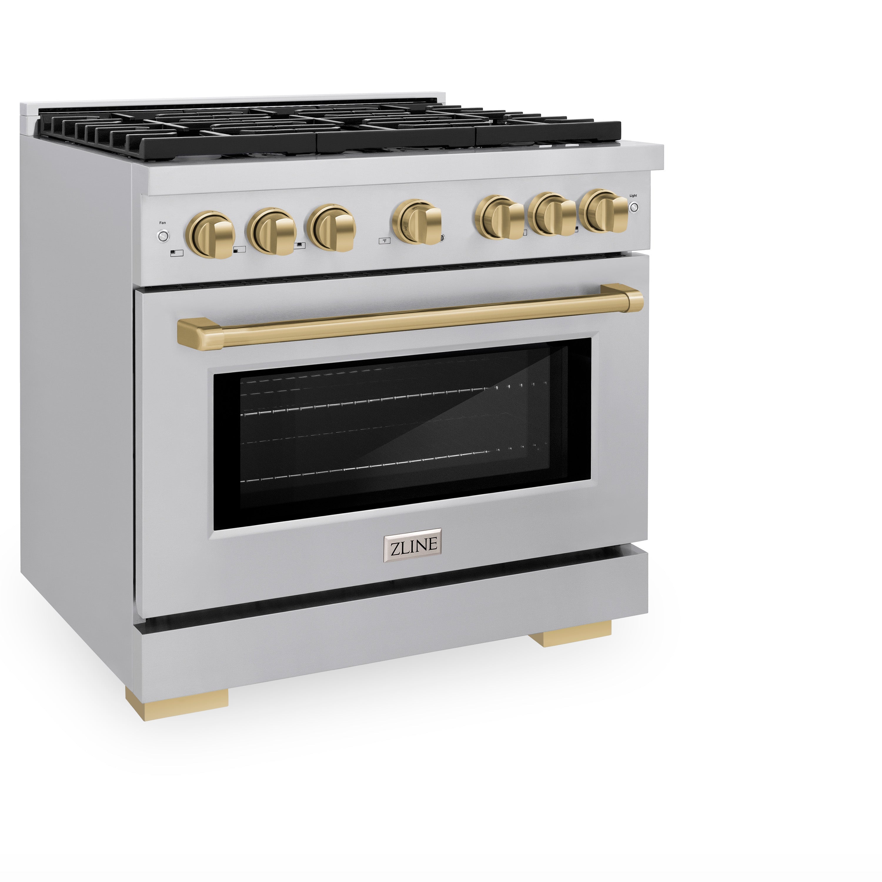 ZLINE Autograph Edition 36 in. 5.2 cu. ft. Paramount Gas Range with Convection Gas Oven, Stainless Steel with Bronze Accents (SGRZ-36-CB)
