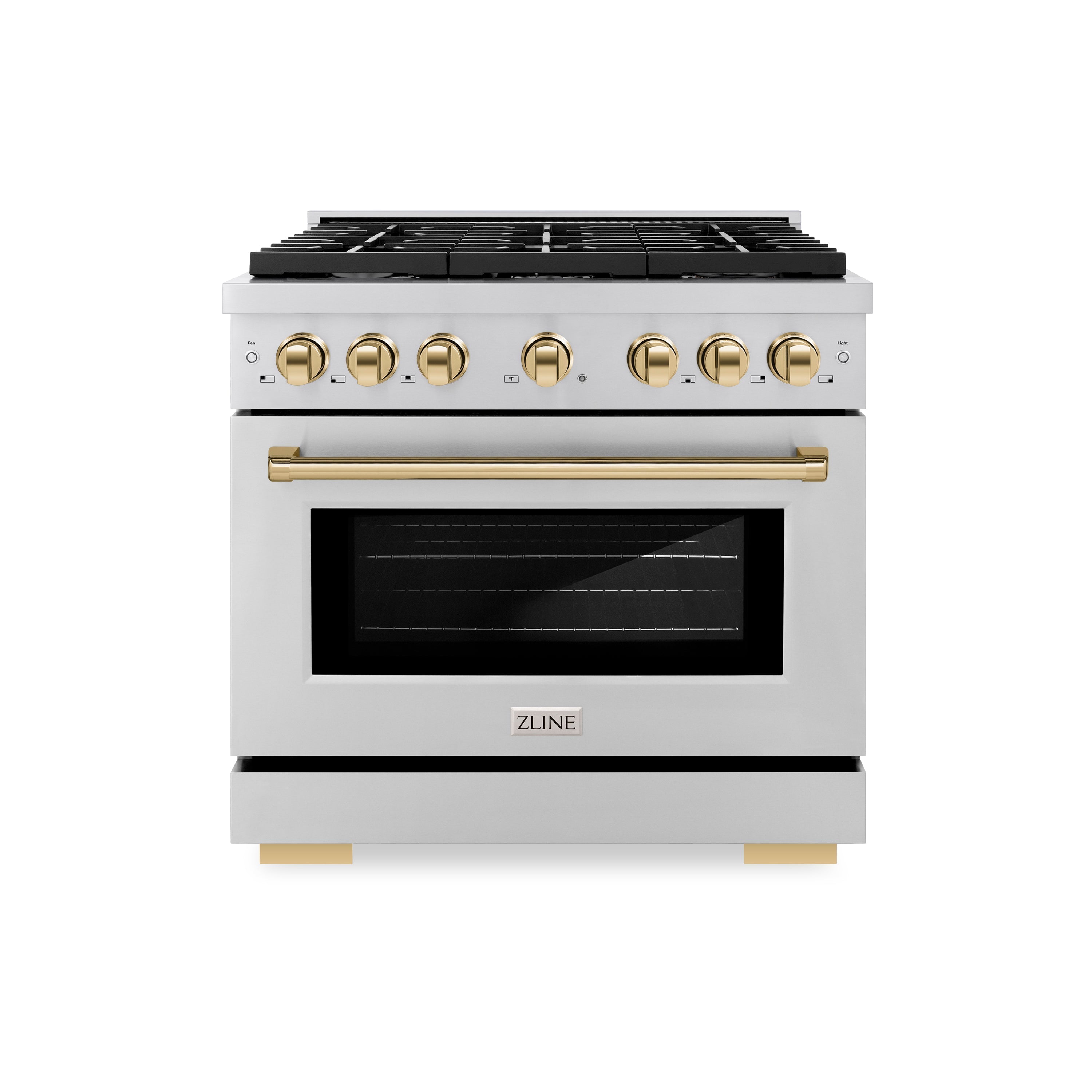 ZLINE Autograph Edition 36 in. 5.2 cu. ft. Paramount Gas Range with Convection Gas Oven, Stainless Steel with Gold Accents (SGRZ-36-G)