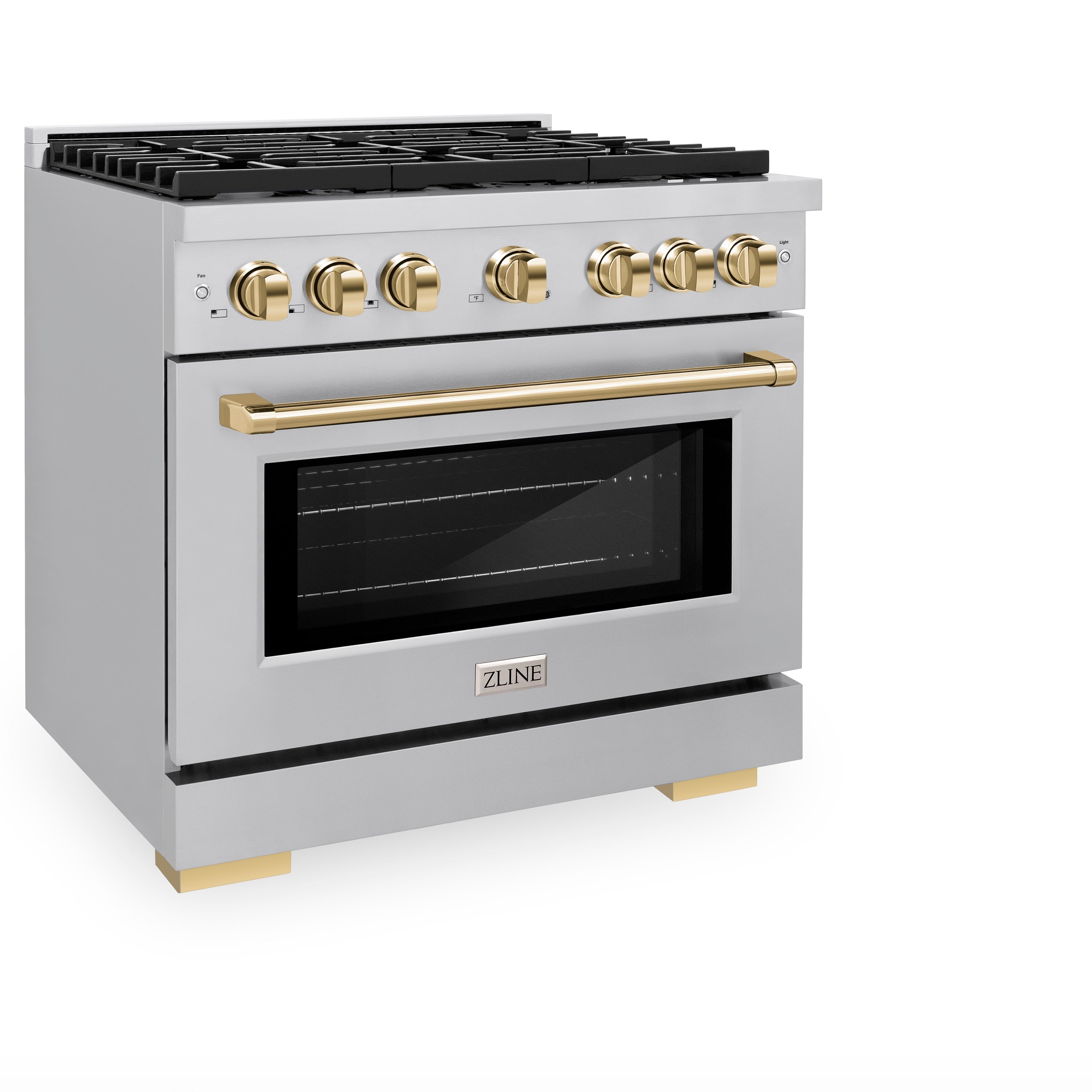 ZLINE Autograph Edition 36 in. 5.2 cu. ft. Paramount Gas Range with Convection Gas Oven, Stainless Steel with Gold Accents (SGRZ-36-G)