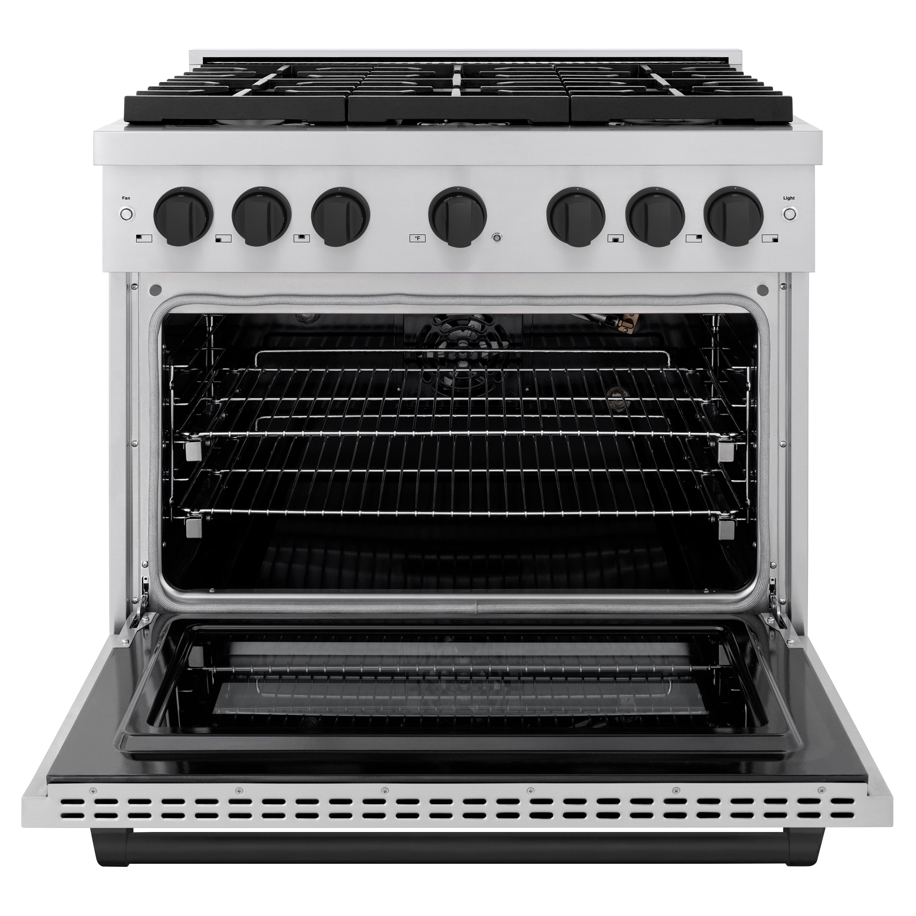 ZLINE Autograph Edition 36 in. 5.2 cu. ft. Paramount Gas Range with 6 Burners and Convection Gas Oven in Stainless Steel with Matte Black Accents (SGRZ-36-MB)