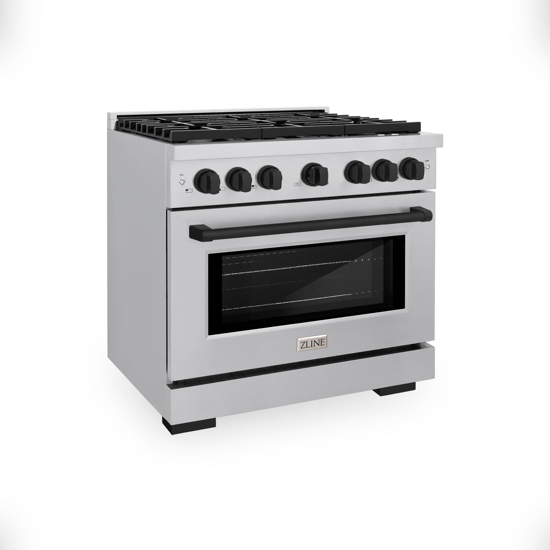 ZLINE Autograph Edition 36 in. 5.2 cu. ft. Paramount Gas Range with 6 Burners and Convection Gas Oven in Stainless Steel with Matte Black Accents (SGRZ-36-MB)