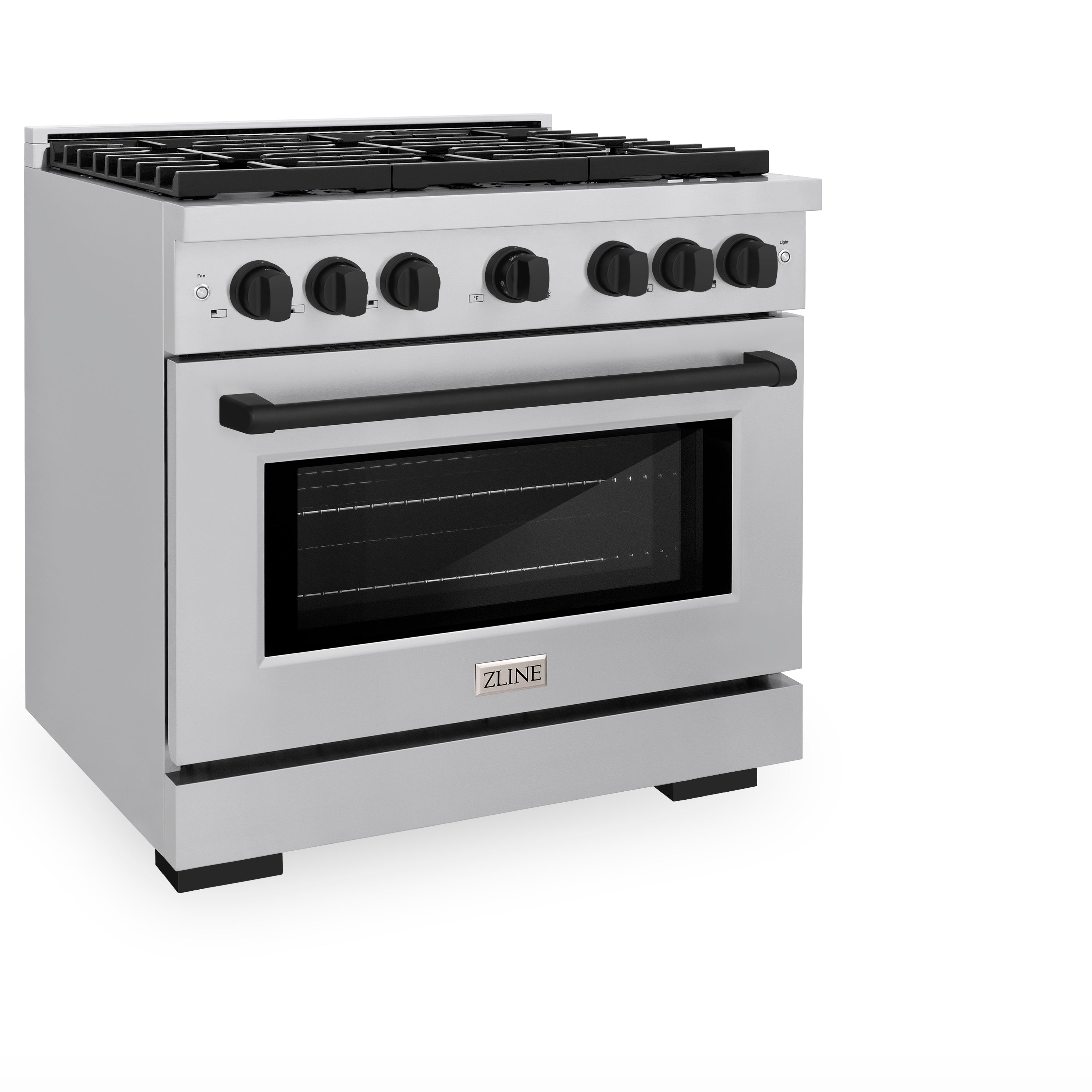 ZLINE Autograph Edition 36 in. 5.2 cu. ft. Paramount Gas Range with 6 Burners and Convection Gas Oven in Stainless Steel with Matte Black Accents (SGRZ-36-MB)