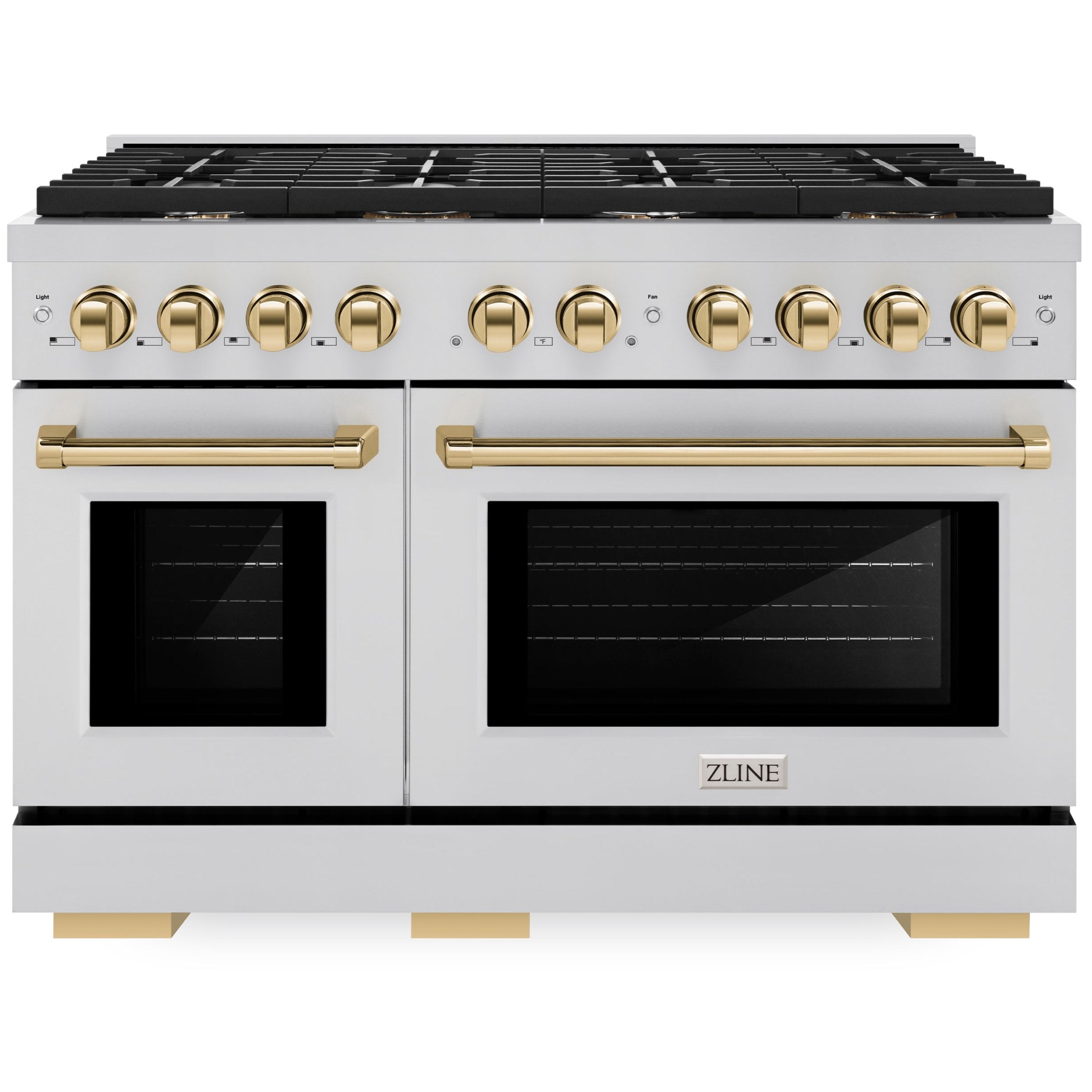 ZLINE Autograph Edition 48 in. 6.7 cu. ft. Paramount Double Oven Gas Range in Stainless Steel with Gold Accents (SGRZ-48-G)