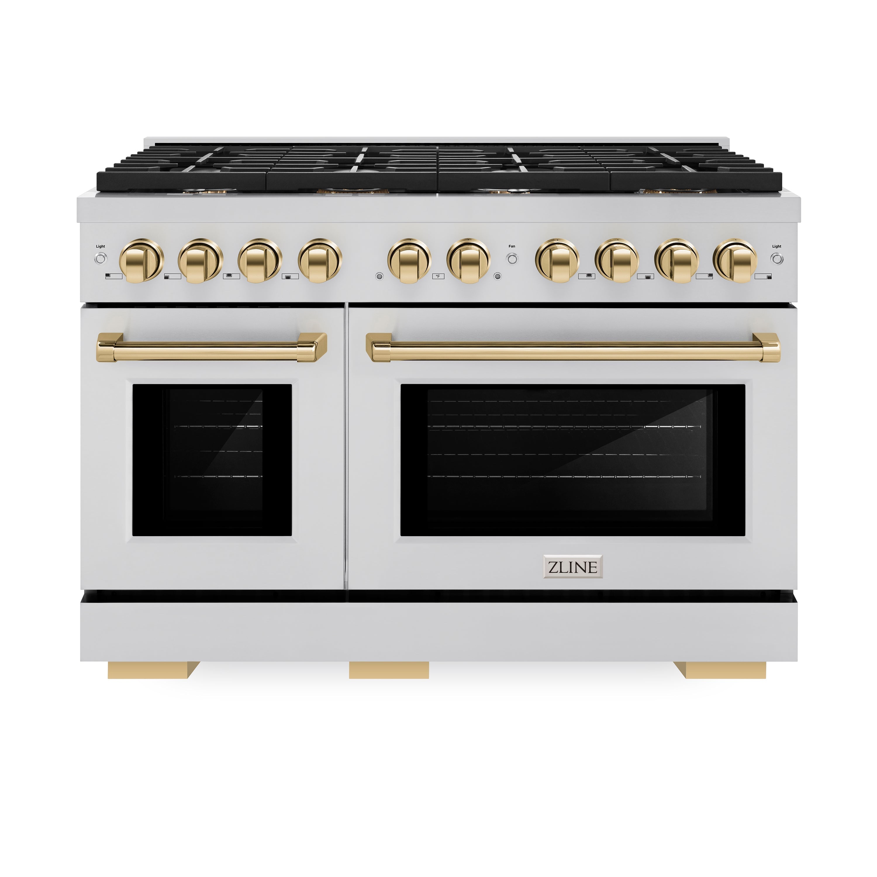 ZLINE Autograph Edition 48 in. 6.7 cu. ft. Paramount Double Oven Gas Range in Stainless Steel with Gold Accents (SGRZ-48-G)