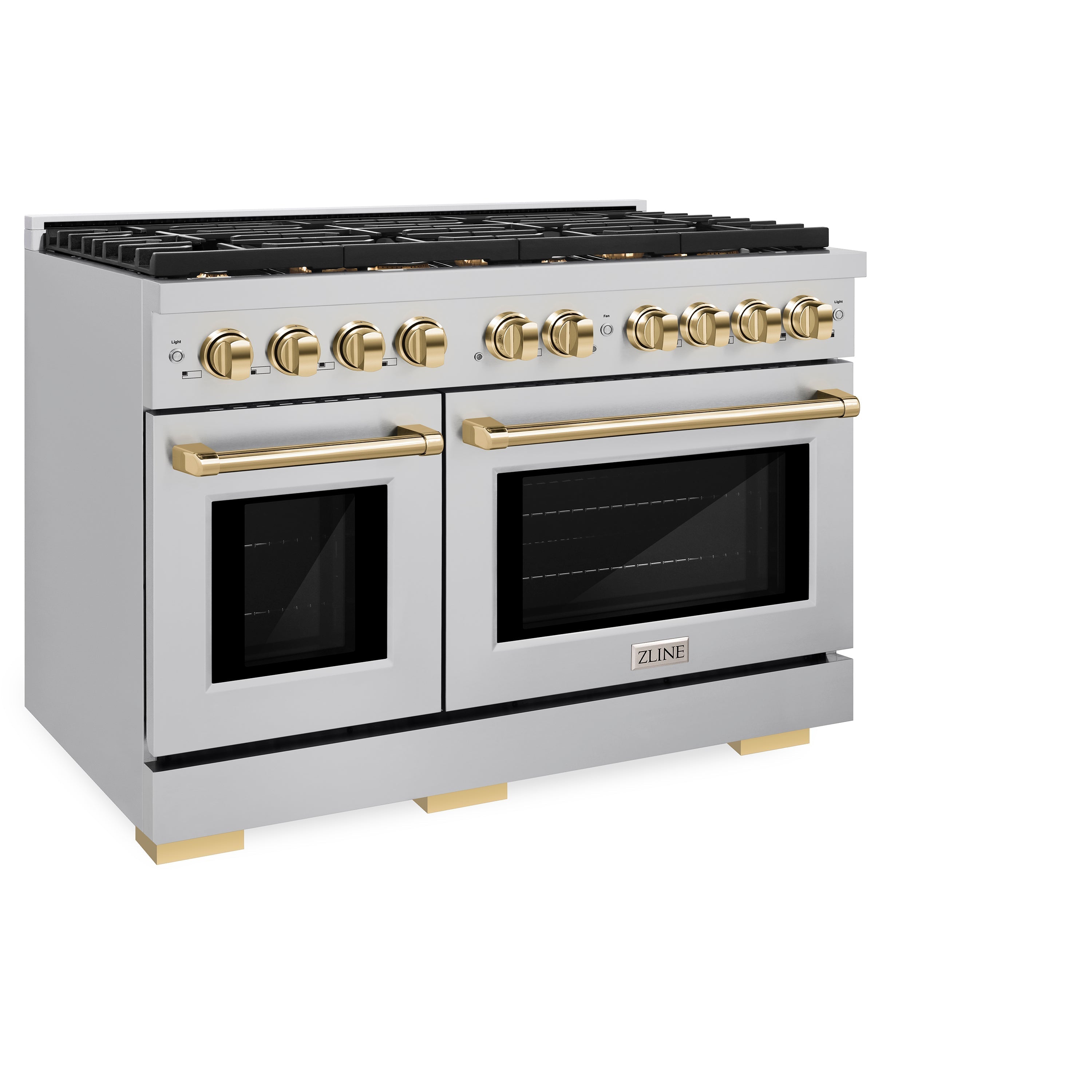 ZLINE Autograph Edition 48 in. 6.7 cu. ft. Paramount Double Oven Gas Range in Stainless Steel with Gold Accents (SGRZ-48-G)