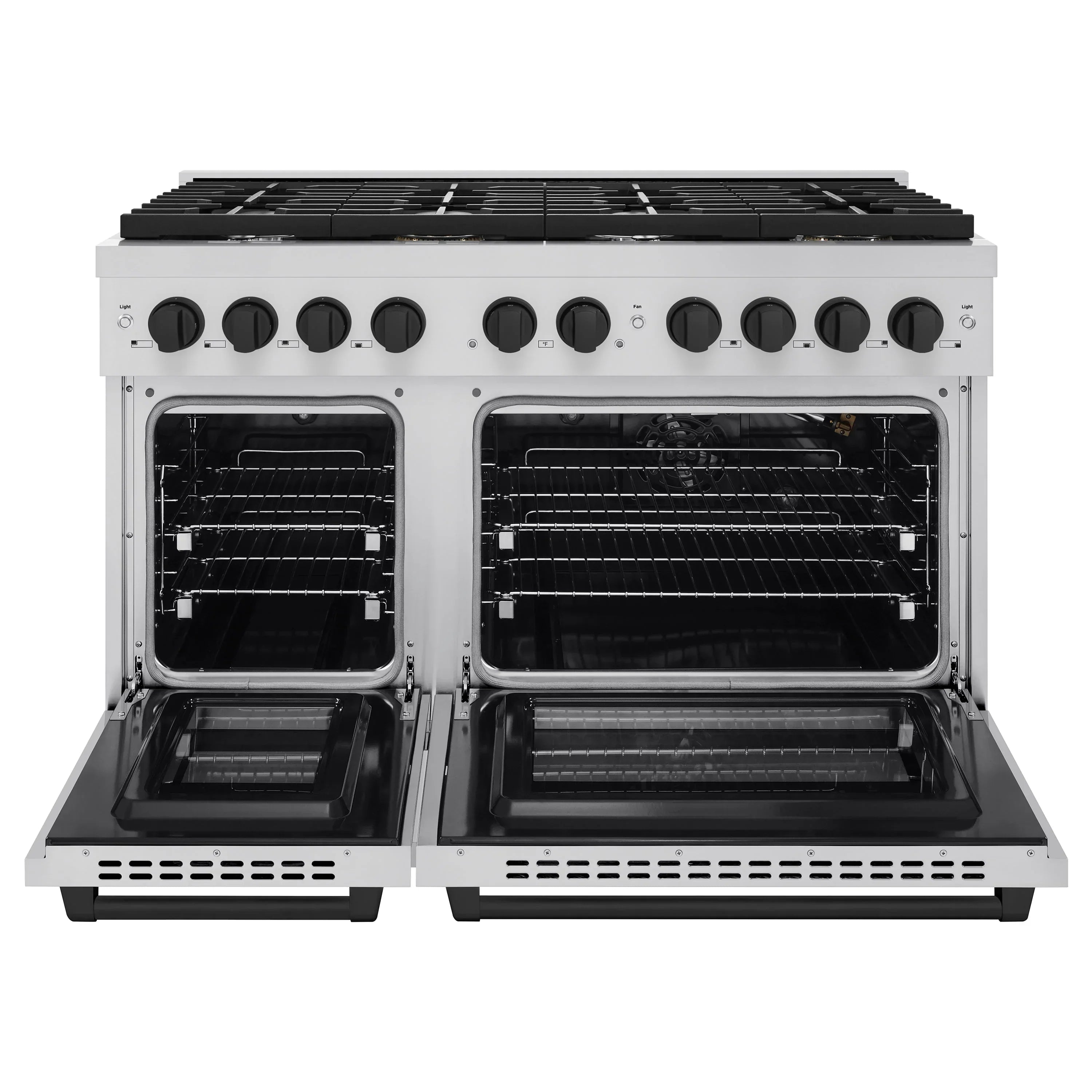 ZLINE Autograph Edition 48 in. 6.7 cu. ft. Paramount Double Oven Gas Range with 8 Burners in Stainless Steel with Matte Black Accents (SGRZ-48-MB)