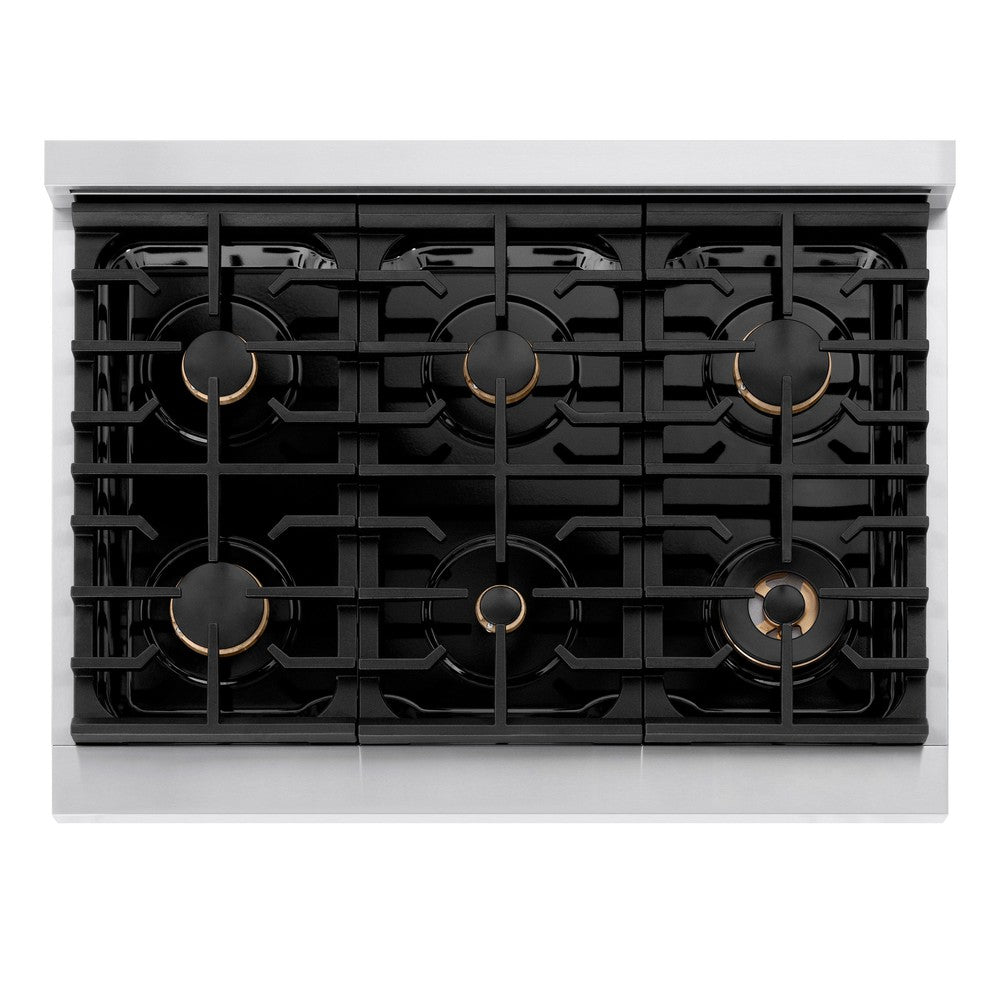 ZLINE Autograph Edition 36 in. 5.2 cu. ft. Paramount Dual Fuel Range with 6 Burner Gas Cooktop, Electric Convection Oven, White Matte Door and Matte Black Accents (SDRZ-WM-36-MB)