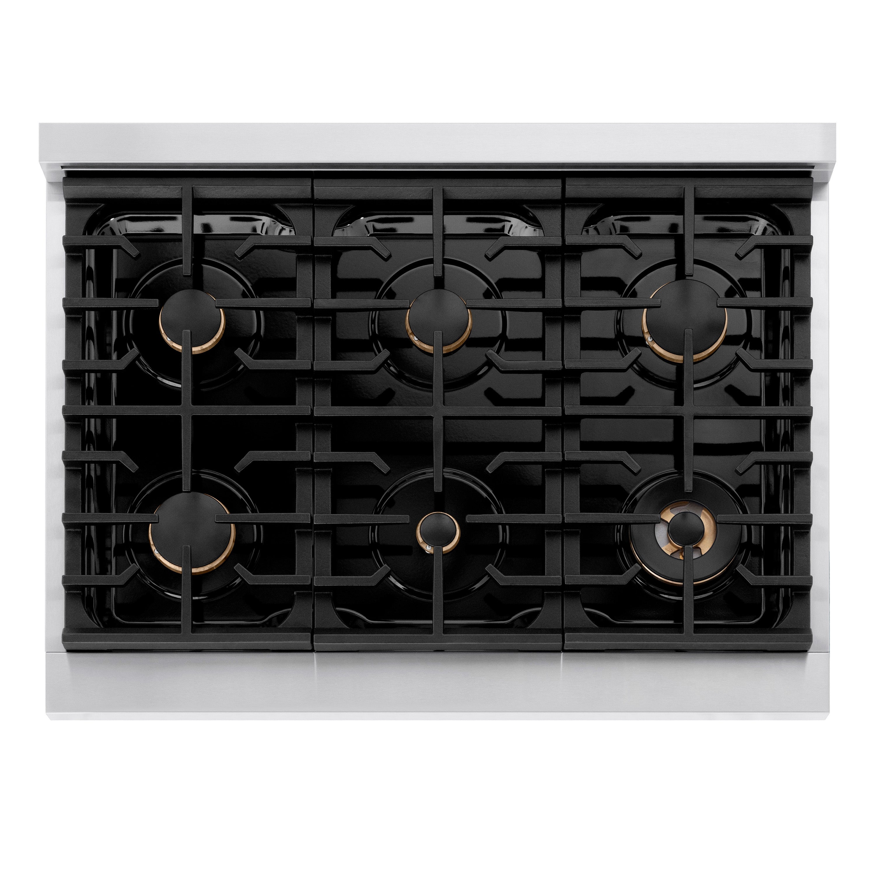 ZLINE Autograph Paramount 36 in. 5.2 cu. ft. Gas Range with Convection Gas Oven, 6 Burners, Stainless Steel with White Matte Door and Matte Black Accents (SGRZ-WM-36-MB)