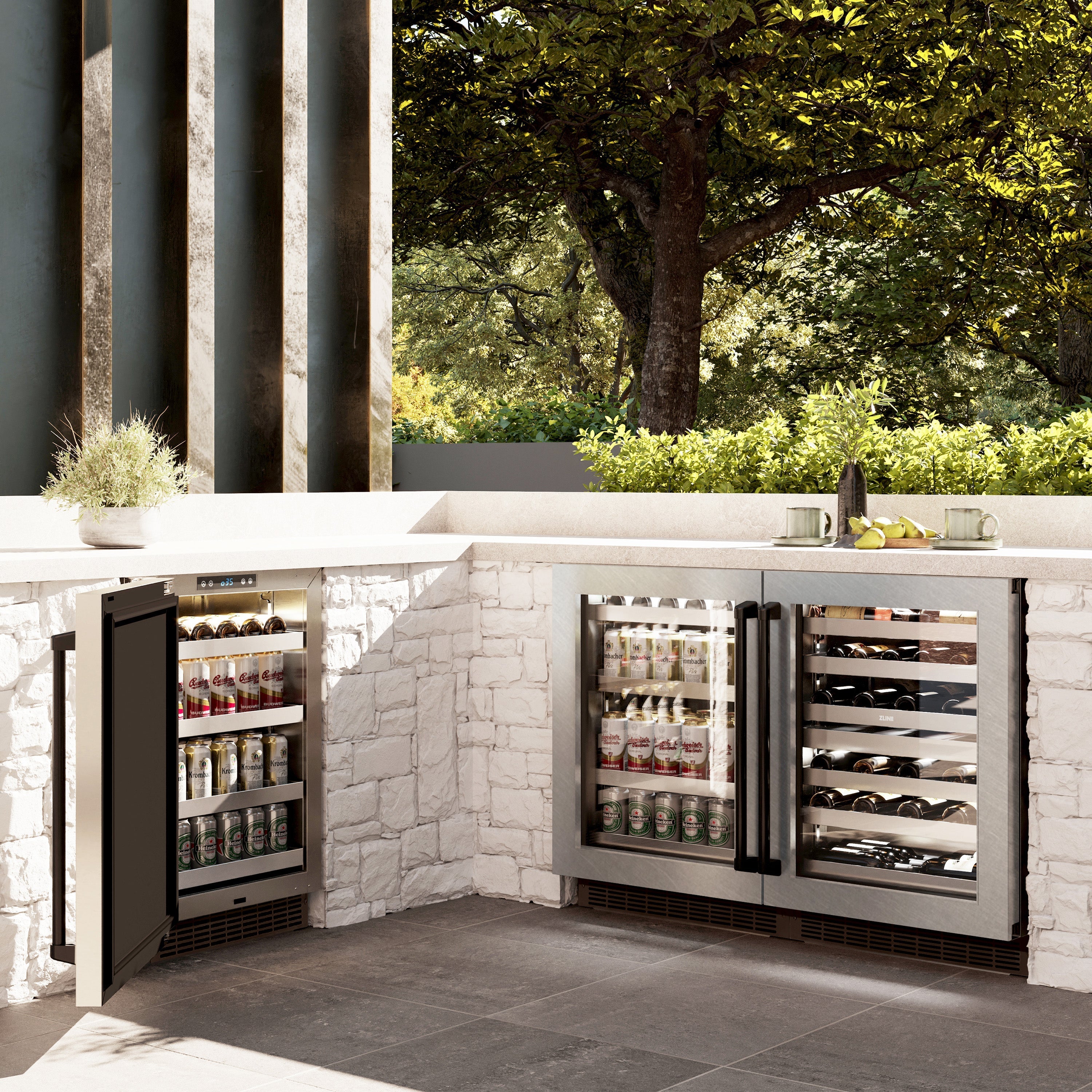 ZLINE Autograph 24" Touchstone Dual Zone 44 Bottle Wine Cooler with Satin Stainless Steel Glass Door and Matte Black Handle, RWDOZ-SN-24-MB