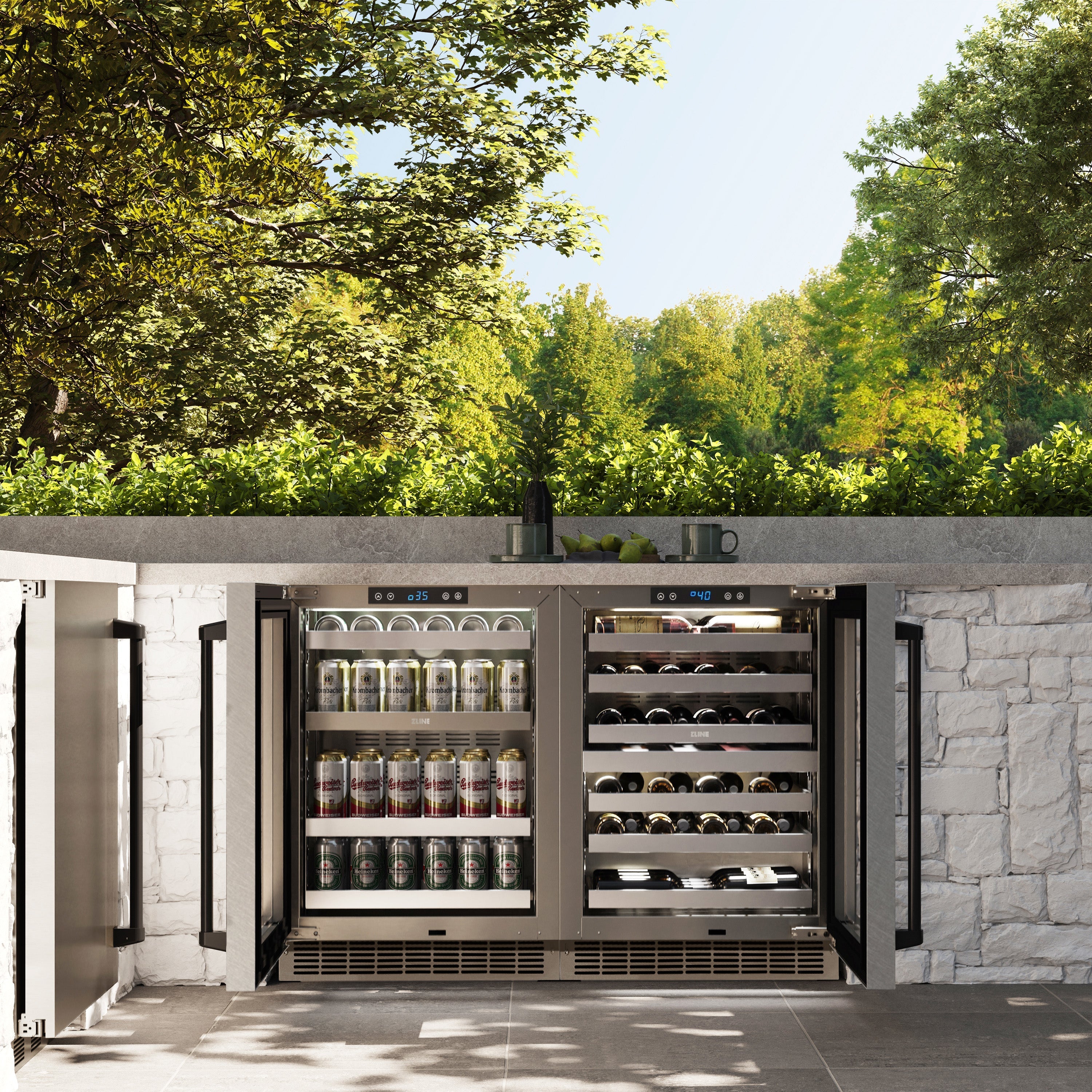 ZLINE Autograph 24" Touchstone Dual Zone 44 Bottle Wine Cooler with Satin Stainless Steel Glass Door and Matte Black Handle, RWDOZ-SN-24-MB