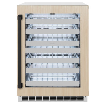 ZLINE Autograph 24" Touchstone Dual Zone 44 Bottle Wine Cooler with Panel Ready Glass Door and Matte Black Handle,  RWDPOZ-24-MB
