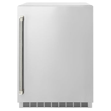 ZLINE Autograph 24" Touchstone 151 Can Beverage Fridge with Solid Stainless Steel Door and Polished Nickel Helix Handle, RBSOZ-ST-24-KPN