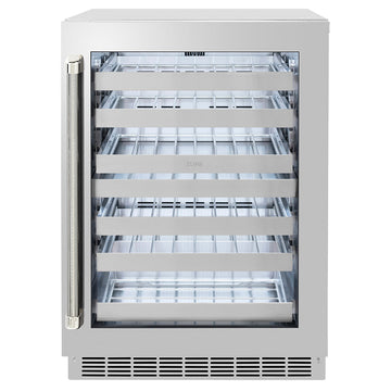 ZLINE Autograph 24" Touchstone Dual Zone 44 Bottle Wine Cooler with Stainless Steel Glass Door and Polished Nickel Helix Handle, RWDOZS-24-KPN