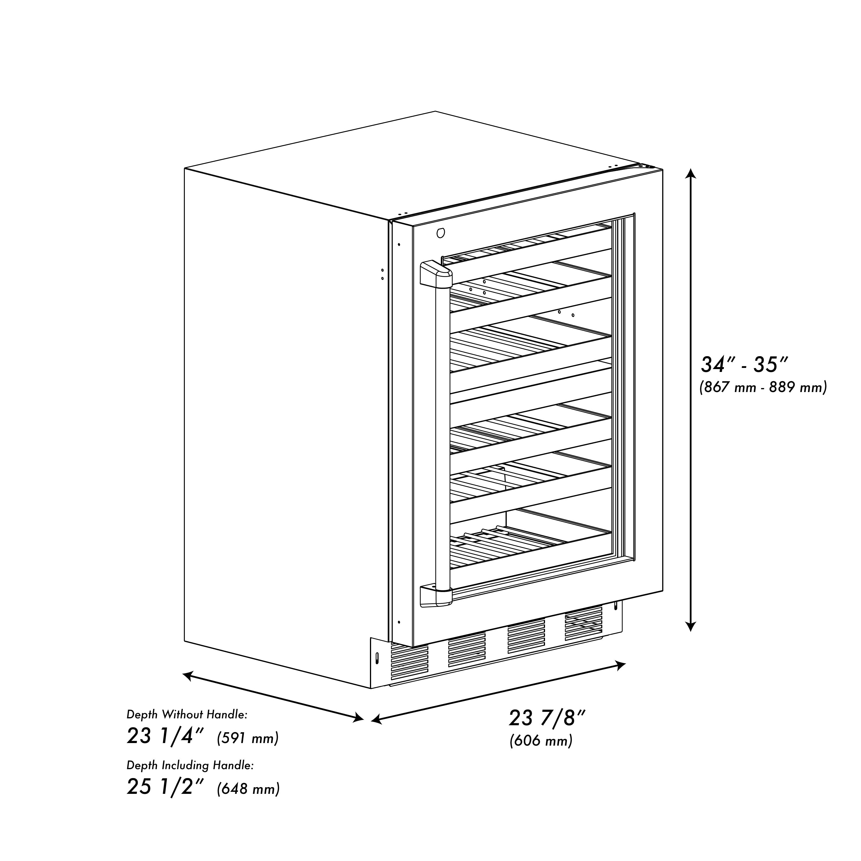 ZLINE Autograph 24" Touchstone Dual Zone 44 Bottle Wine Cooler with Stainless Steel Glass Door and Matte Black Handle,  RWDOZ-GS-24-MB