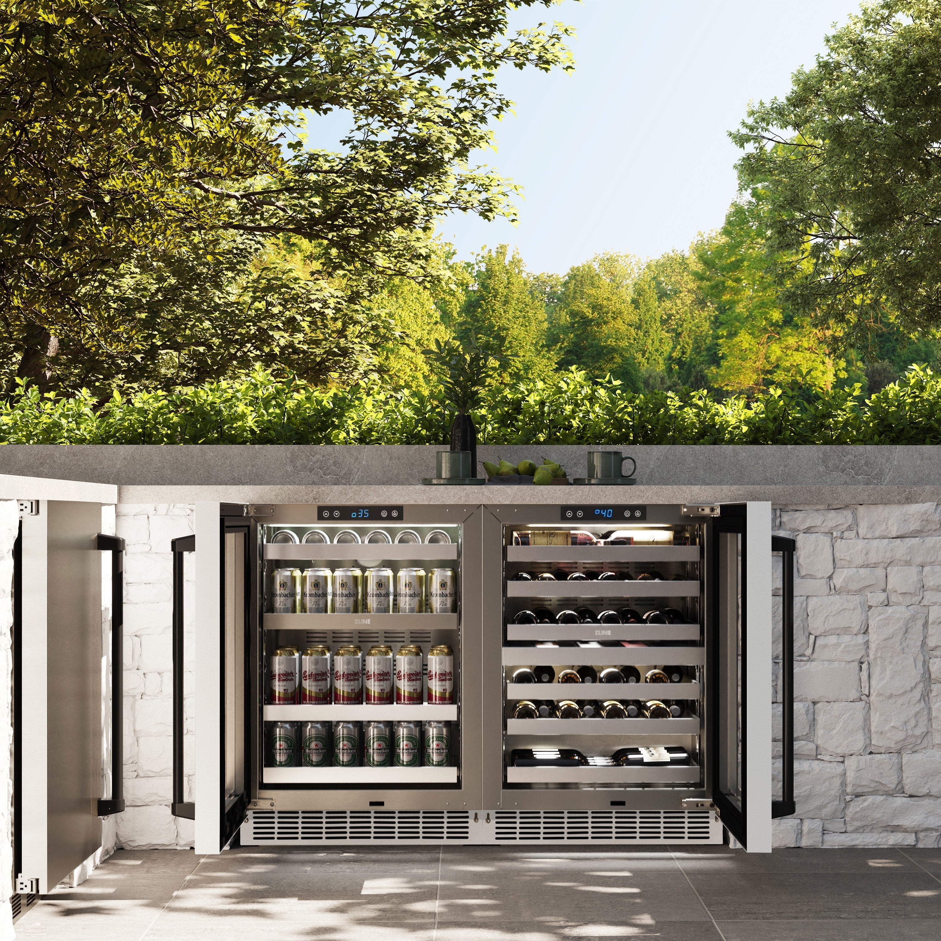ZLINE Autograph 24" Touchstone Dual Zone 44 Bottle Wine Cooler with White Matte Glass Door and Matte Black Handle, RWDOZ-WM-24-MB