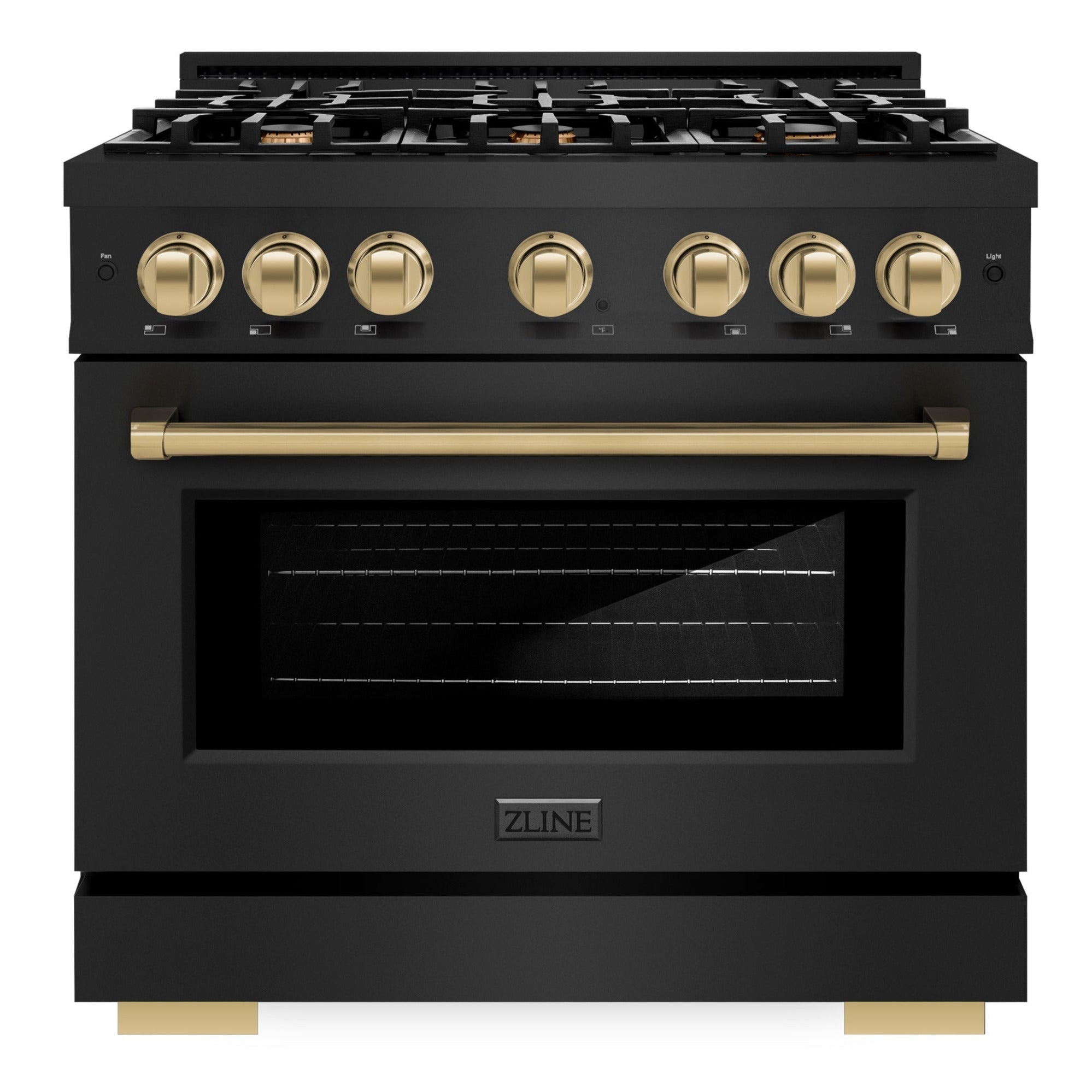 ZLINE 36 in. Select Dual Fuel Range 5.2 cu. ft. 6 Burners Black Stainless Steel with Champagne Bronze Accents (HDRBZ-36-CB)