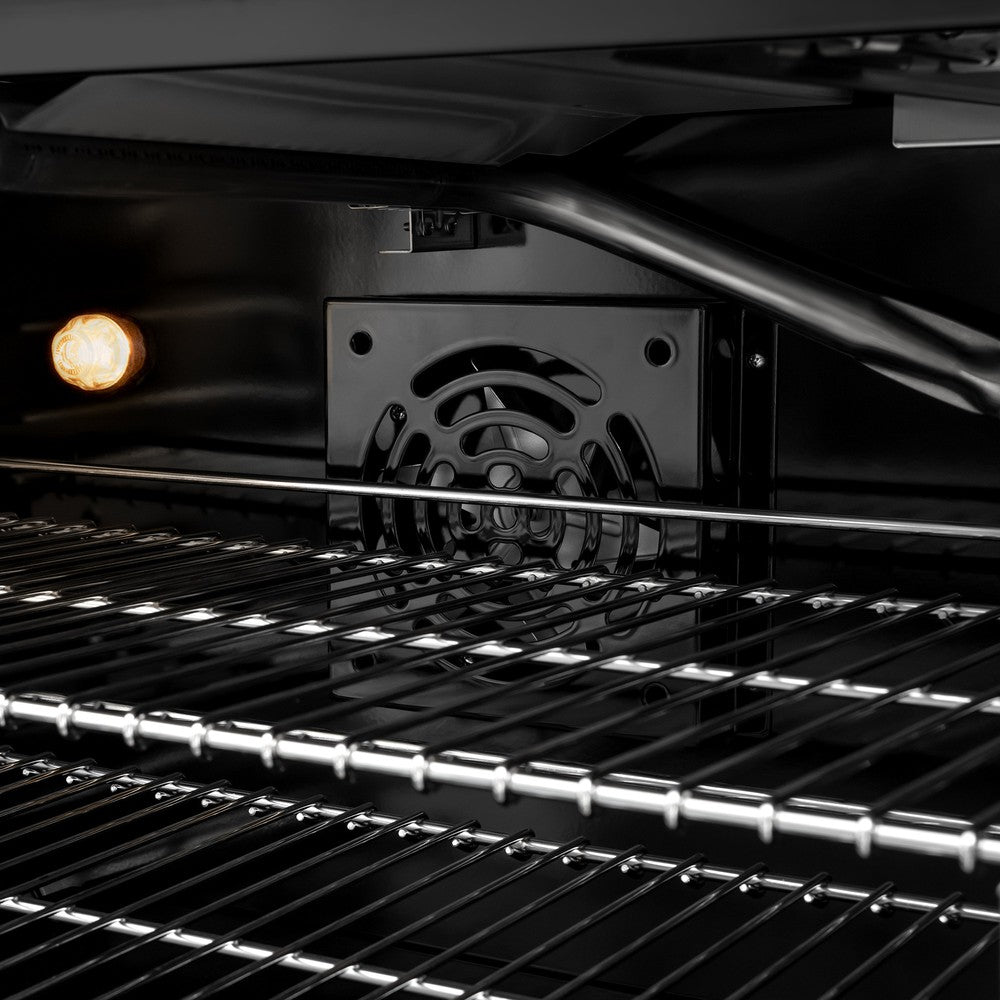 ZLINE 30 in. Gas Range – 4 Burners, 4.2 cu. ft. Convection Oven, Black Stainless Steel with Champagne Bronze Accents (HGRBZ-30-CB)