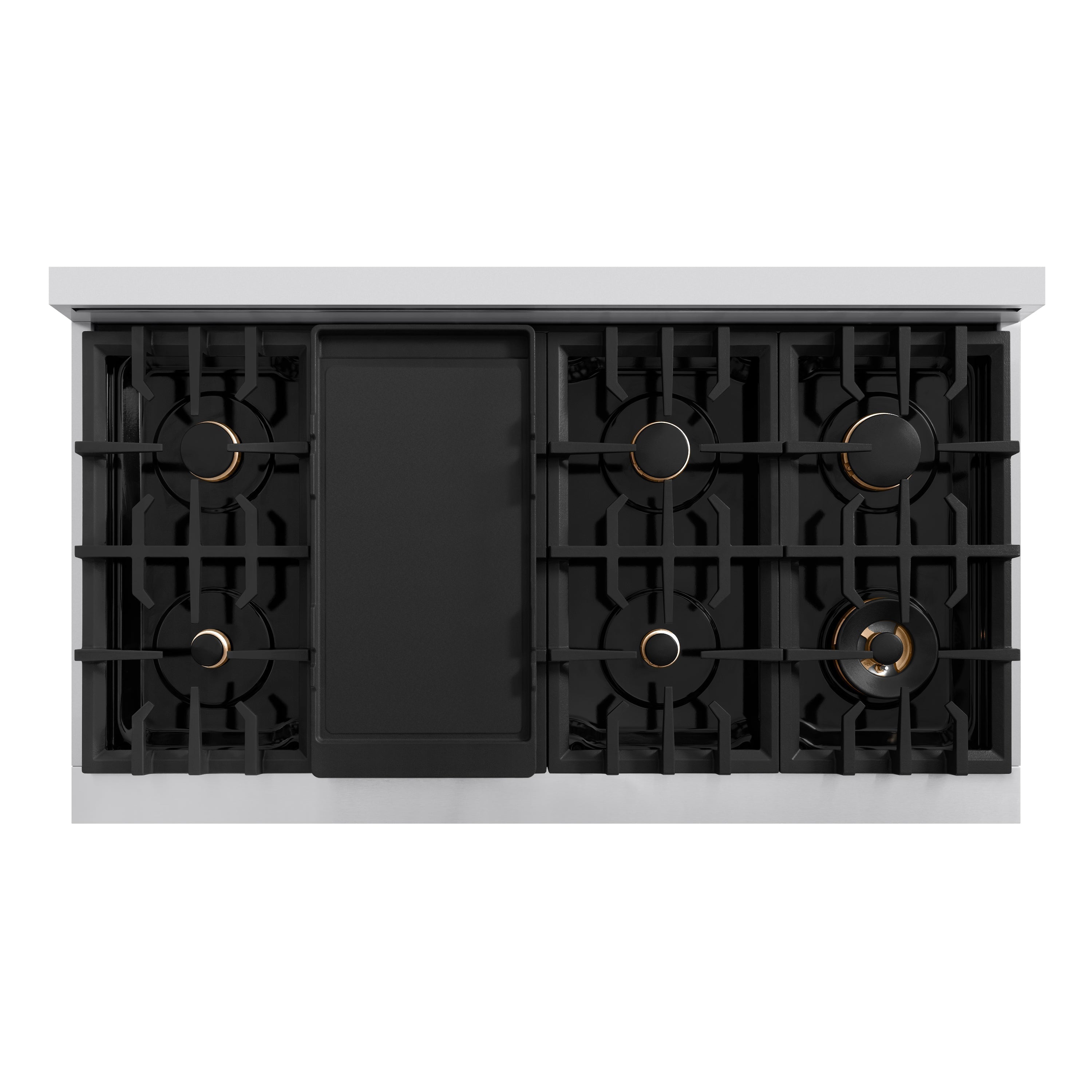 ZLINE 48 in. Dual Fuel Range 6.7 cu. ft. Double Oven 8 Burner Gas Cooktop Stainless Steel Black Matte Doors Champagne Bronze Accents (HDRZ-BLM-48-CB)