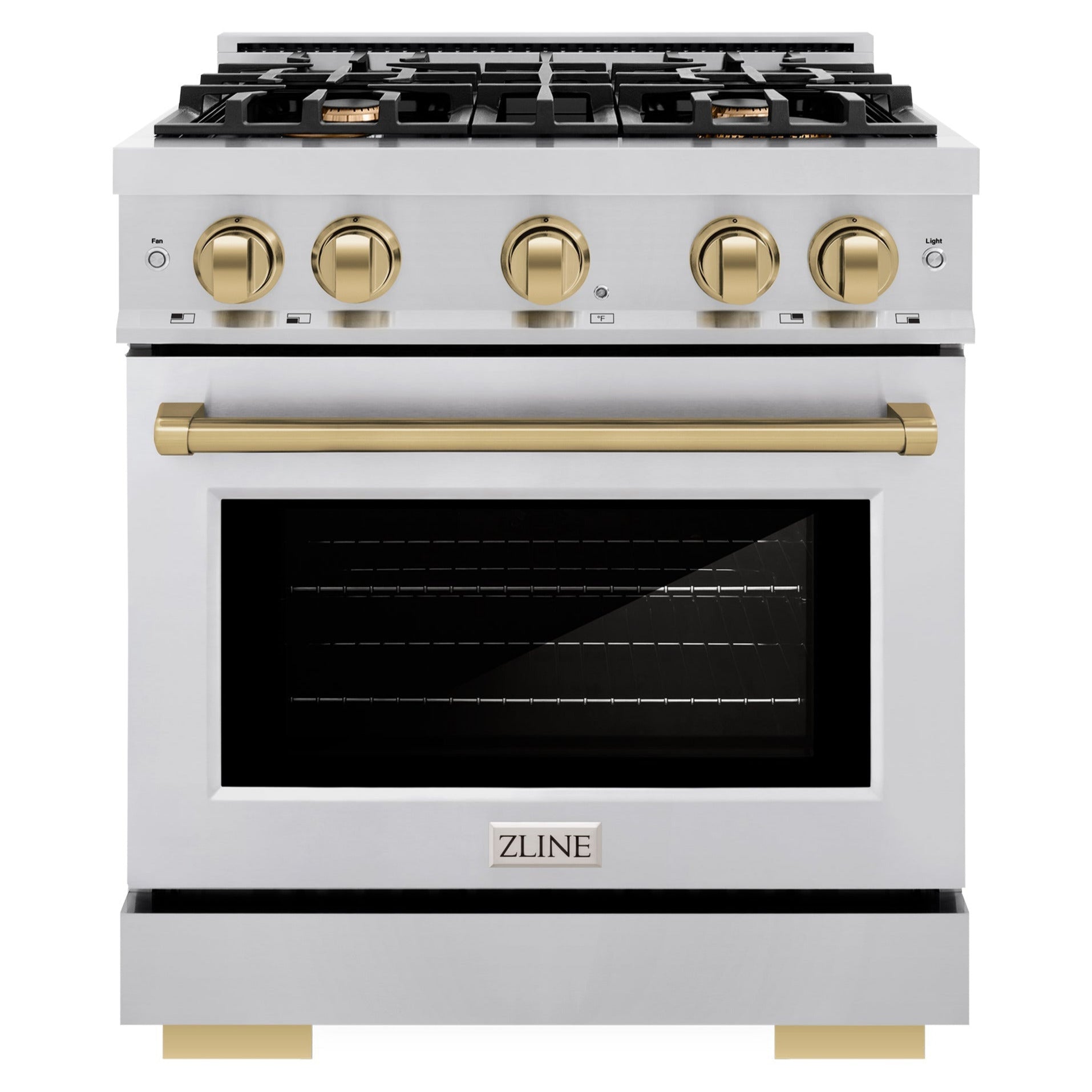 ZLINE 30 in. Dual Fuel Range 4.2 cu. ft. 4 Burner Gas Cooktop Electric Convection Oven Champagne Bronze Accents (HDRZ-30-CB)
