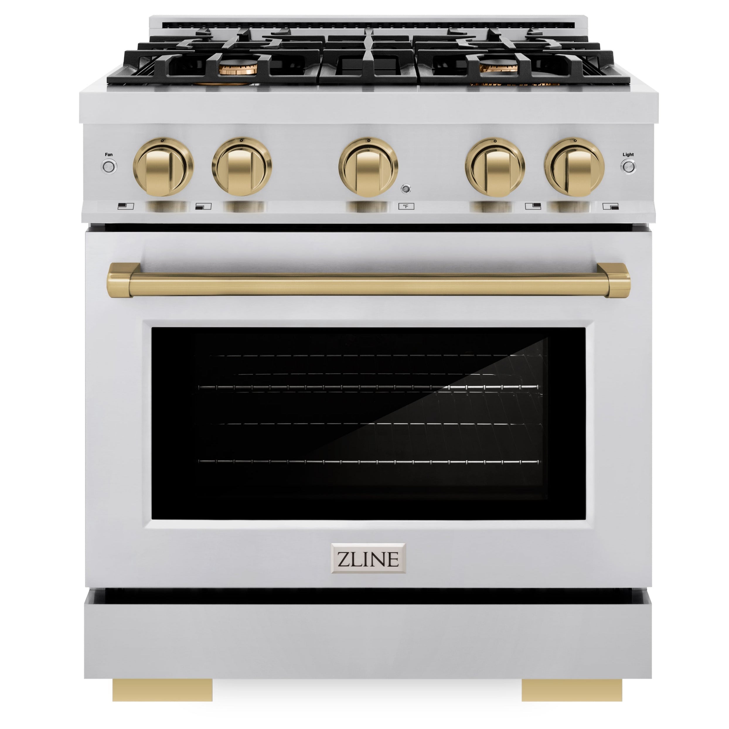 ZLINE 30 in. Gas Range 4.2 cu. ft. 4 Burners Stainless Steel with Champagne Bronze Accents (HGRZ-30-CB)