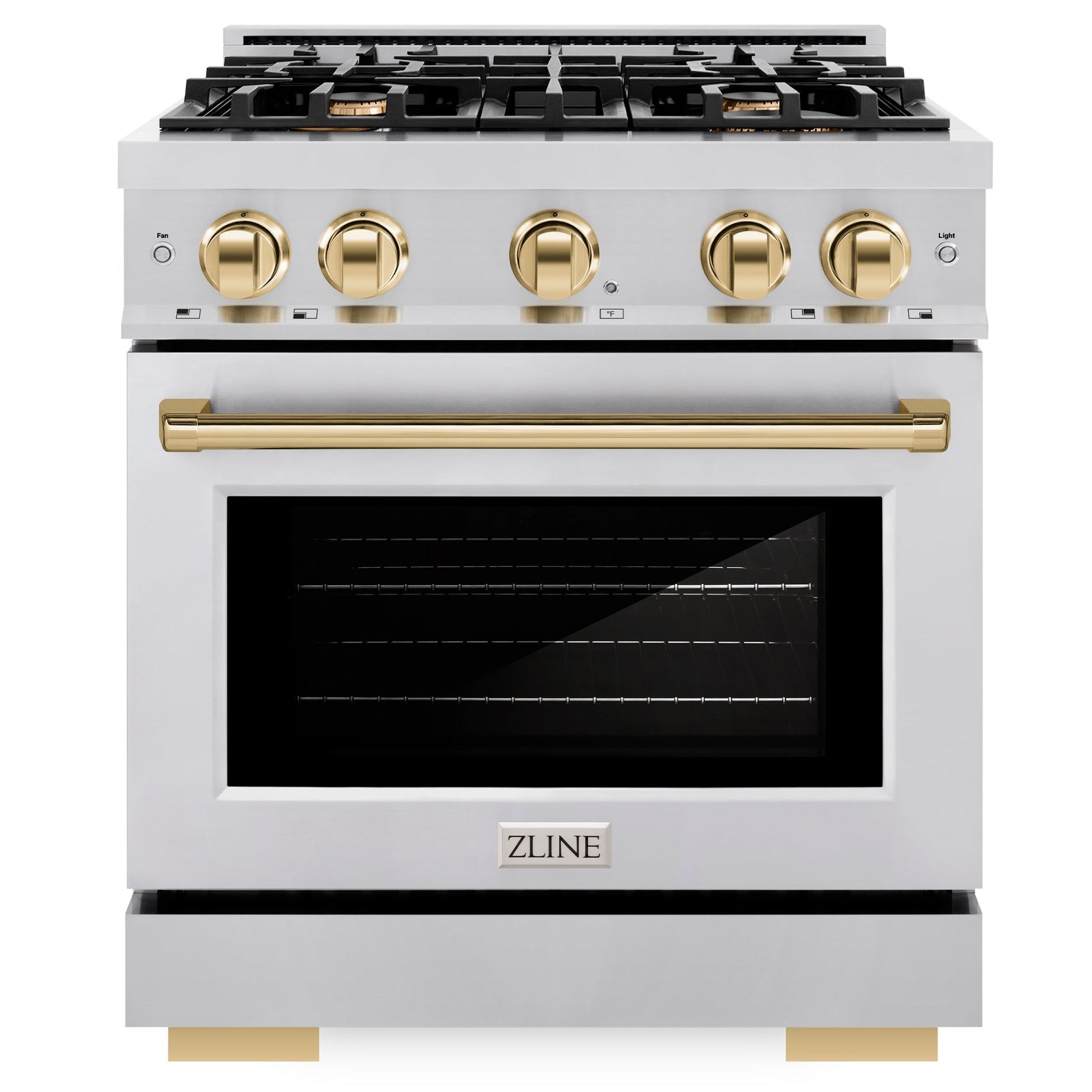 ZLINE 30 in. Gas Range 4.2 cu. ft. 4 Burners Stainless Steel with Polished Gold Accents (HGRZ-30-G)