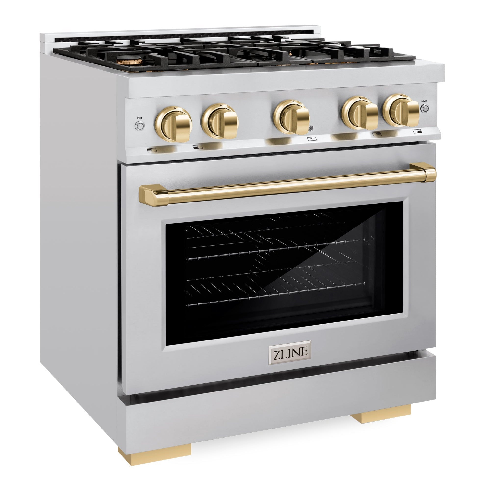 ZLINE 30 in. Gas Range 4.2 cu. ft. 4 Burners Stainless Steel with Polished Gold Accents (HGRZ-30-G)