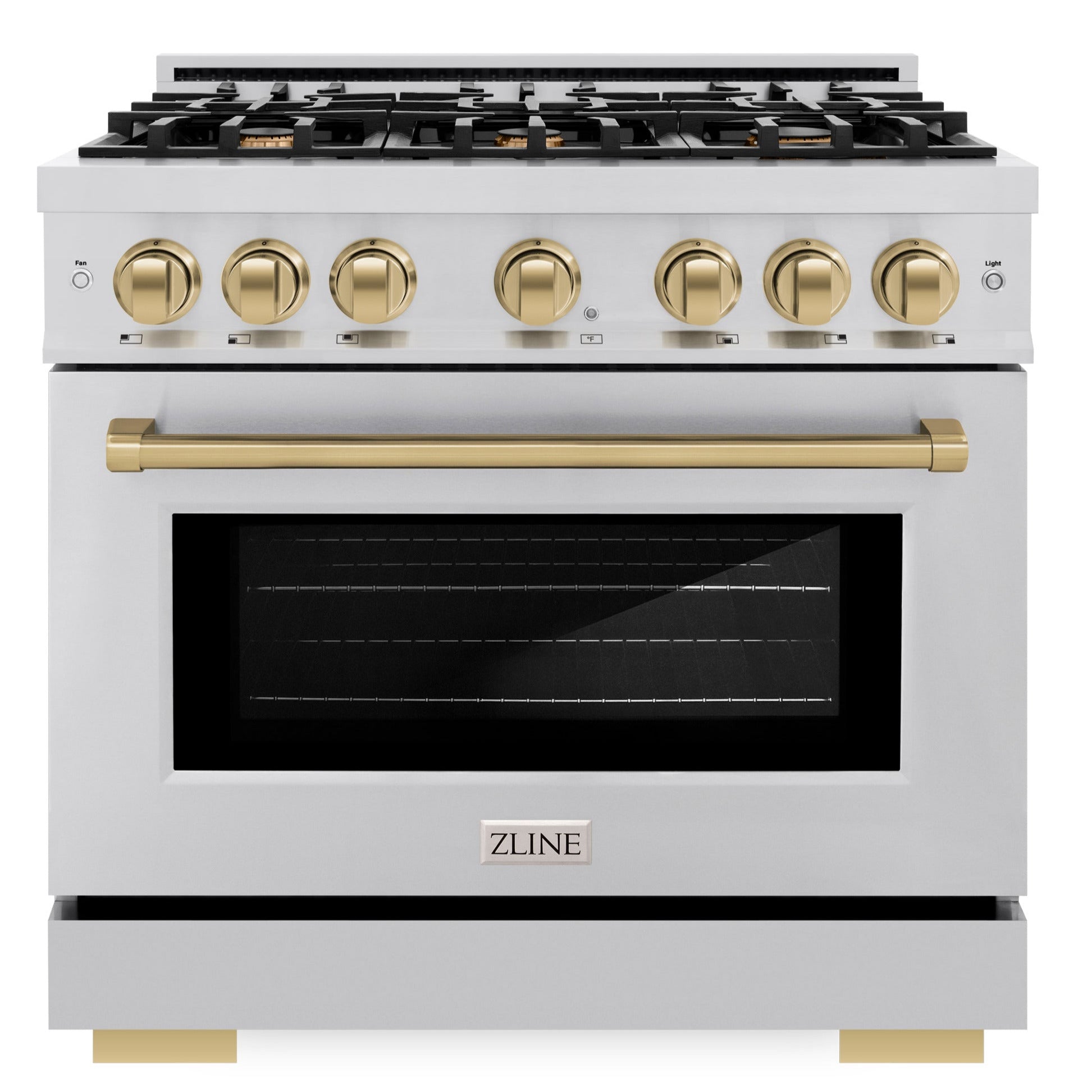 ZLINE 36 in. Gas Range 5.2 cu. ft. 6 Burners Stainless Steel with Champagne Bronze Accents (HGRZ-36-CB)