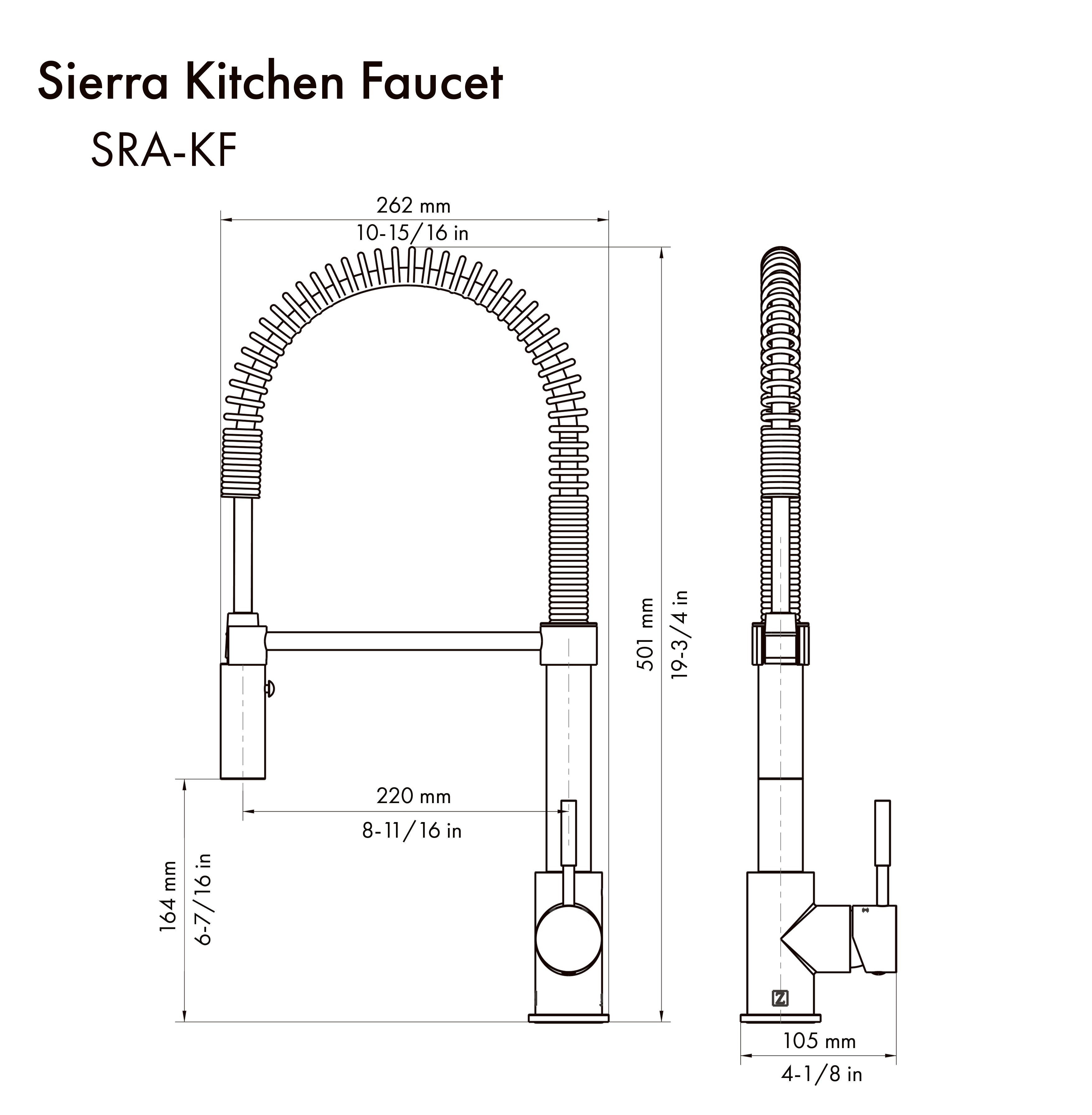 ZLINE Autograph Sierra Pull Down Spring Single Handle Kitchen Faucet in Brushed Nickel and Champagne Bronze, SRA-KF-ZBNCB