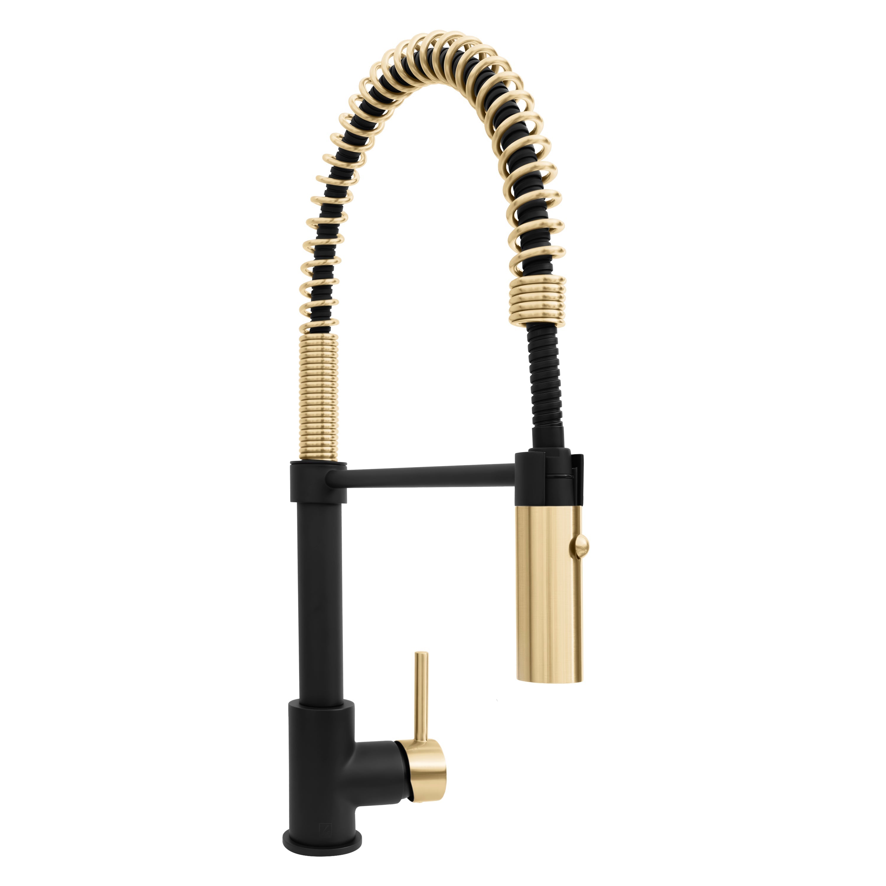 ZLINE Autograph Sierra Pull Down Spring Single Handle Kitchen Faucet in Matte Black and Champagne Bronze, SRA-KF-ZMBCB