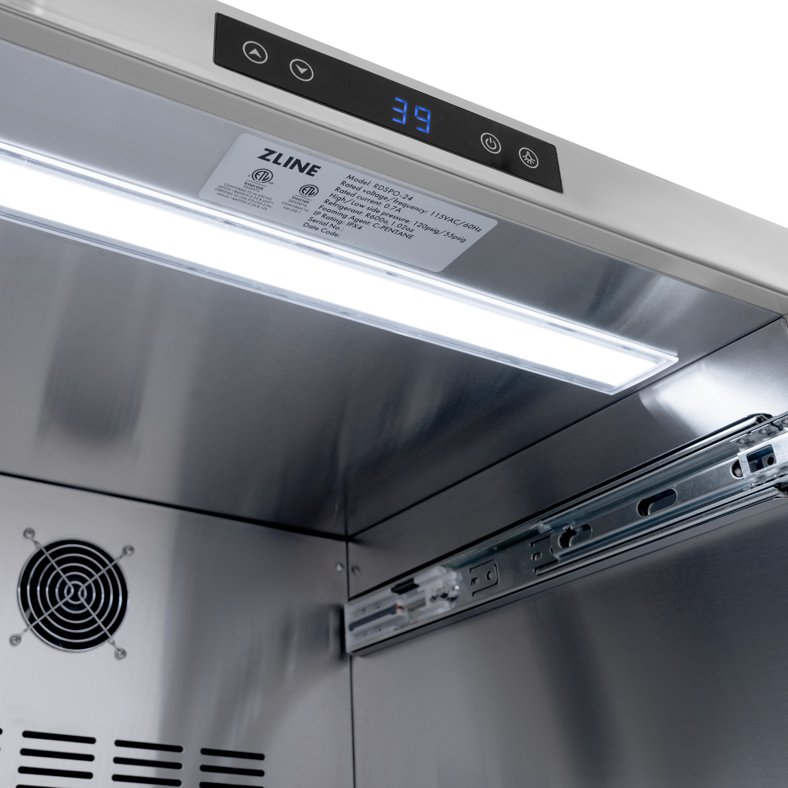 ZLINE 24 in. Refrigerator Drawer Outdoor-Rated Panel Ready 168 Can Capacity Champagne Bronze Handles (RDSPOZ-24-CB)