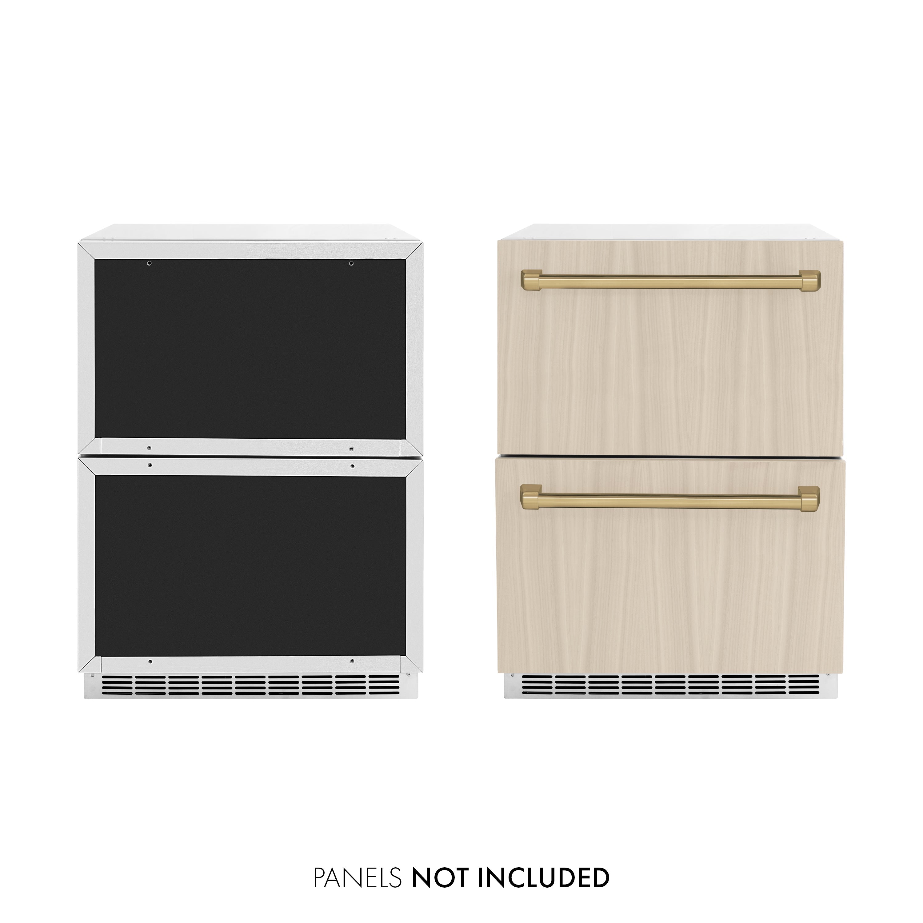 ZLINE 24 in. Refrigerator Drawer Outdoor-Rated Panel Ready 168 Can Capacity Champagne Bronze Handles (RDSPOZ-24-CB)